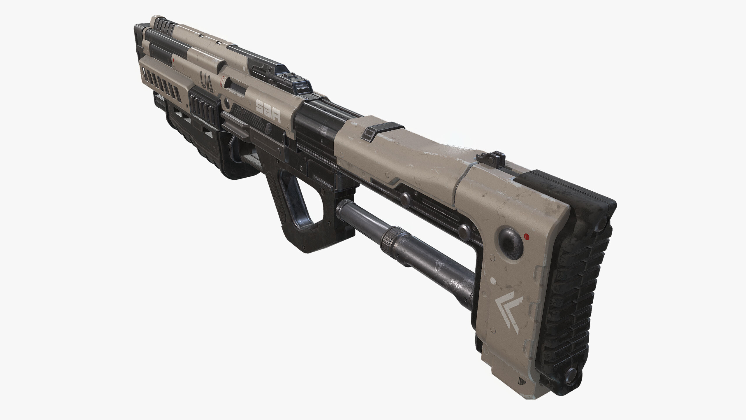 Sci Fi Shotgun Low-poly 3D model_11