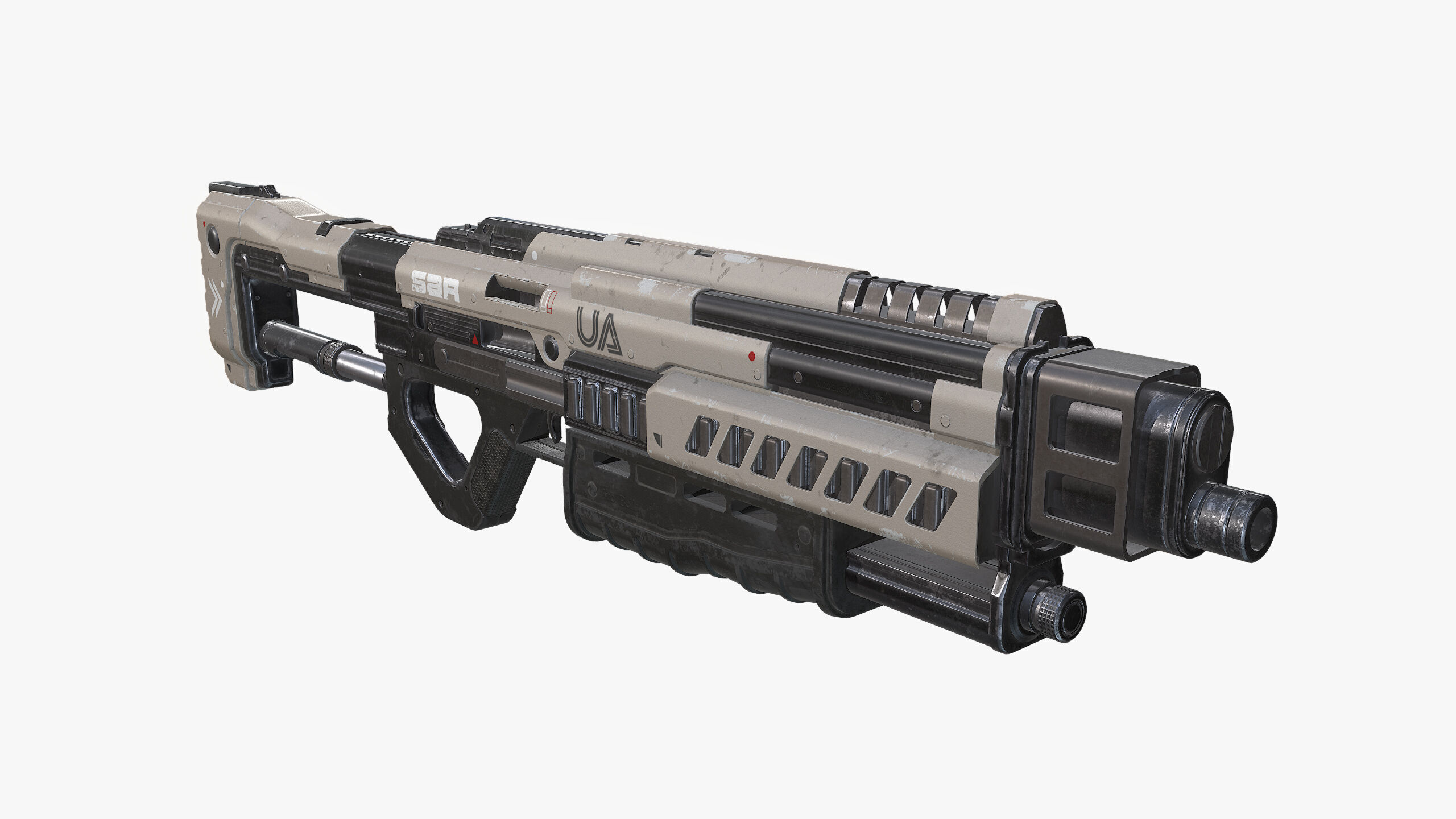 Sci Fi Shotgun Low-poly 3D model_7