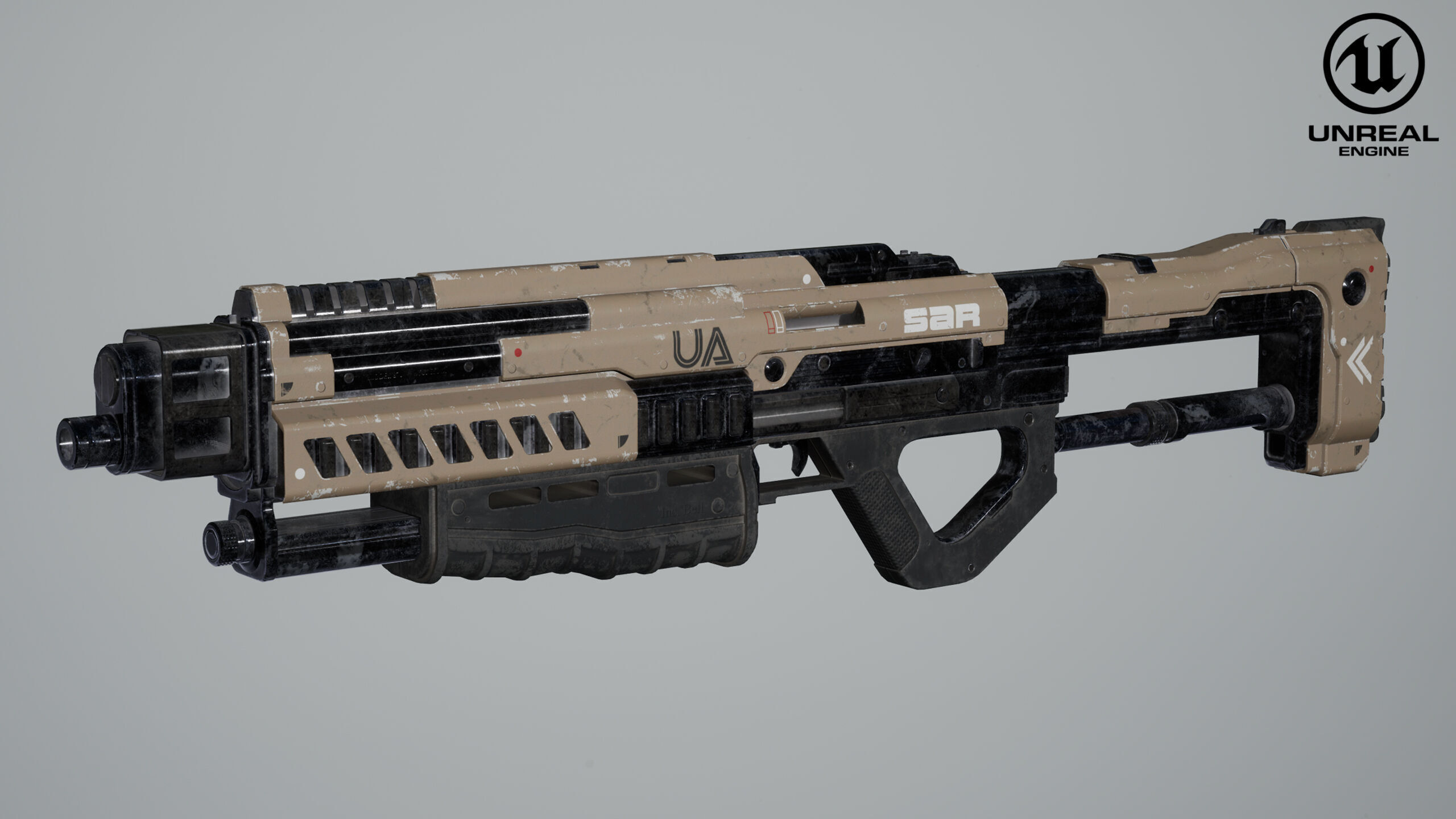 Sci Fi Shotgun Low-poly 3D model_25