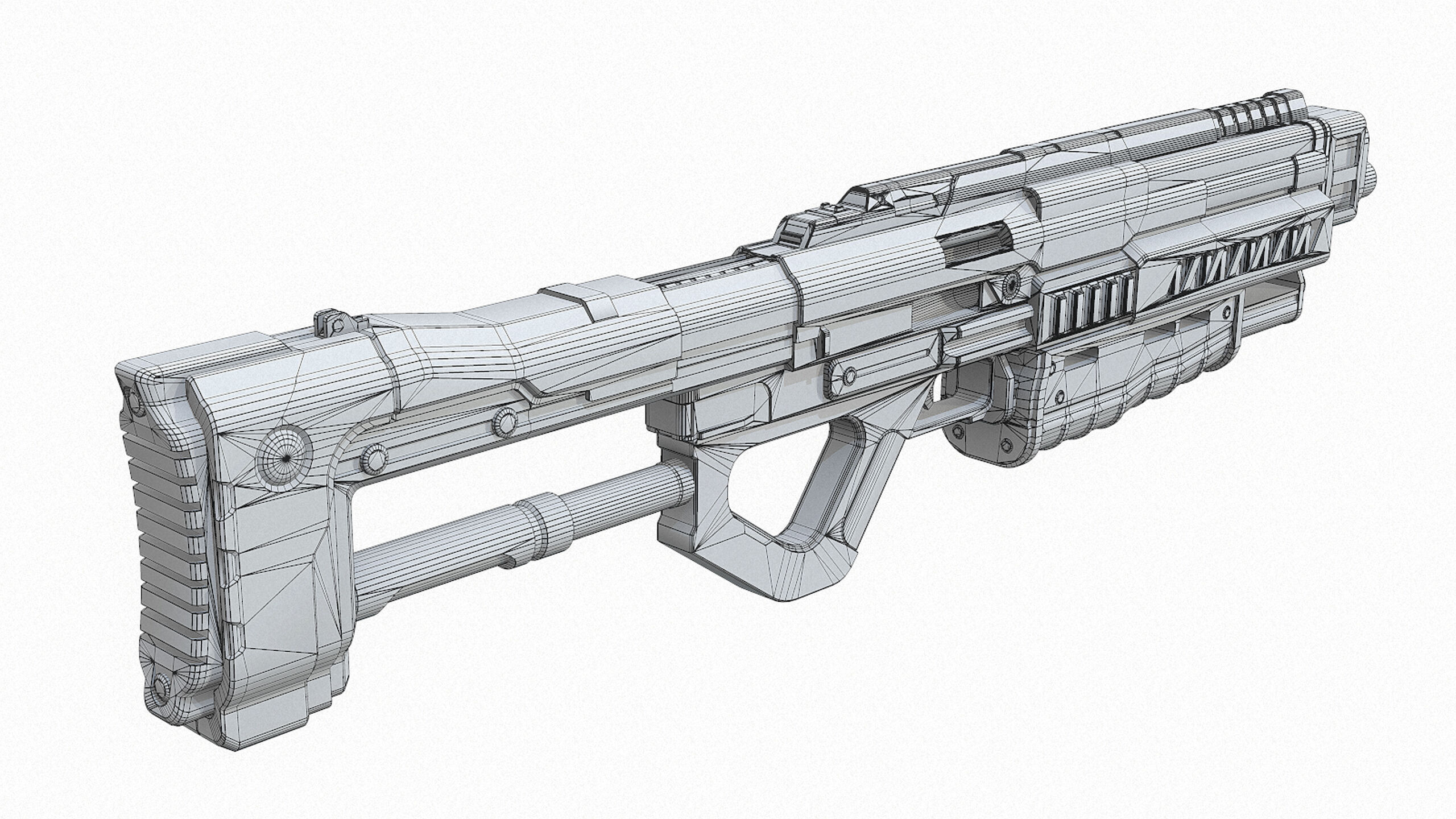 Sci Fi Shotgun Low-poly 3D model_27