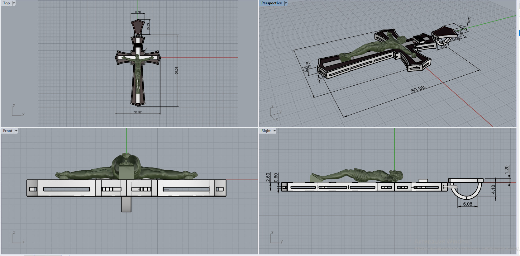 Jesus Cross Pendant 11008 3D print model_3