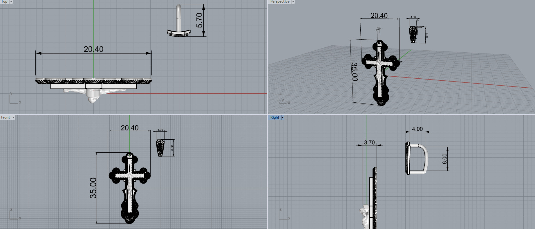 Cross Pendant 10819 3D print model_5