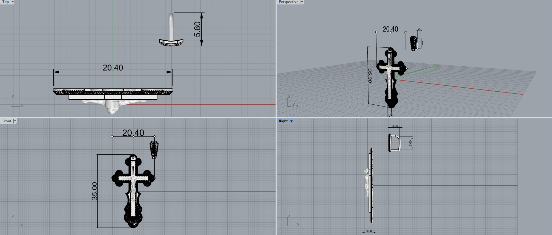 Cross Pendant 10819 3D print model_4