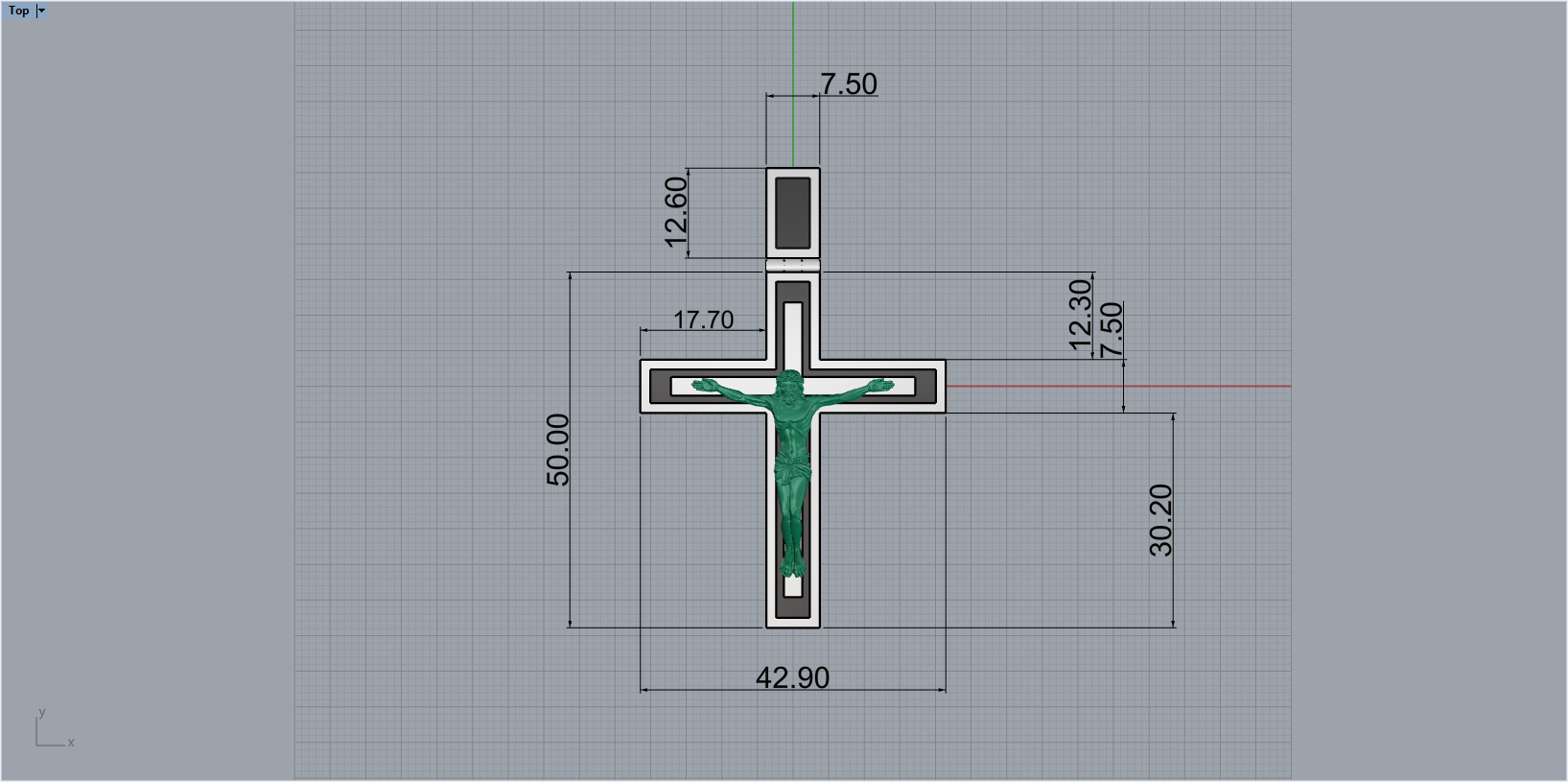 Jesus Cross Pendant 10663 3D print model_3
