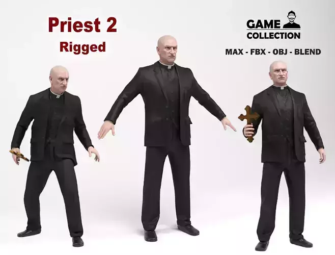 Priest 2 Low-poly 3D model