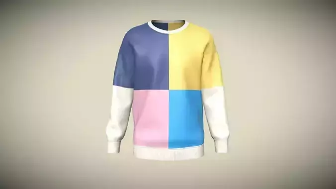 Mens Sweatshirt Multi Color V2 In Low Poly