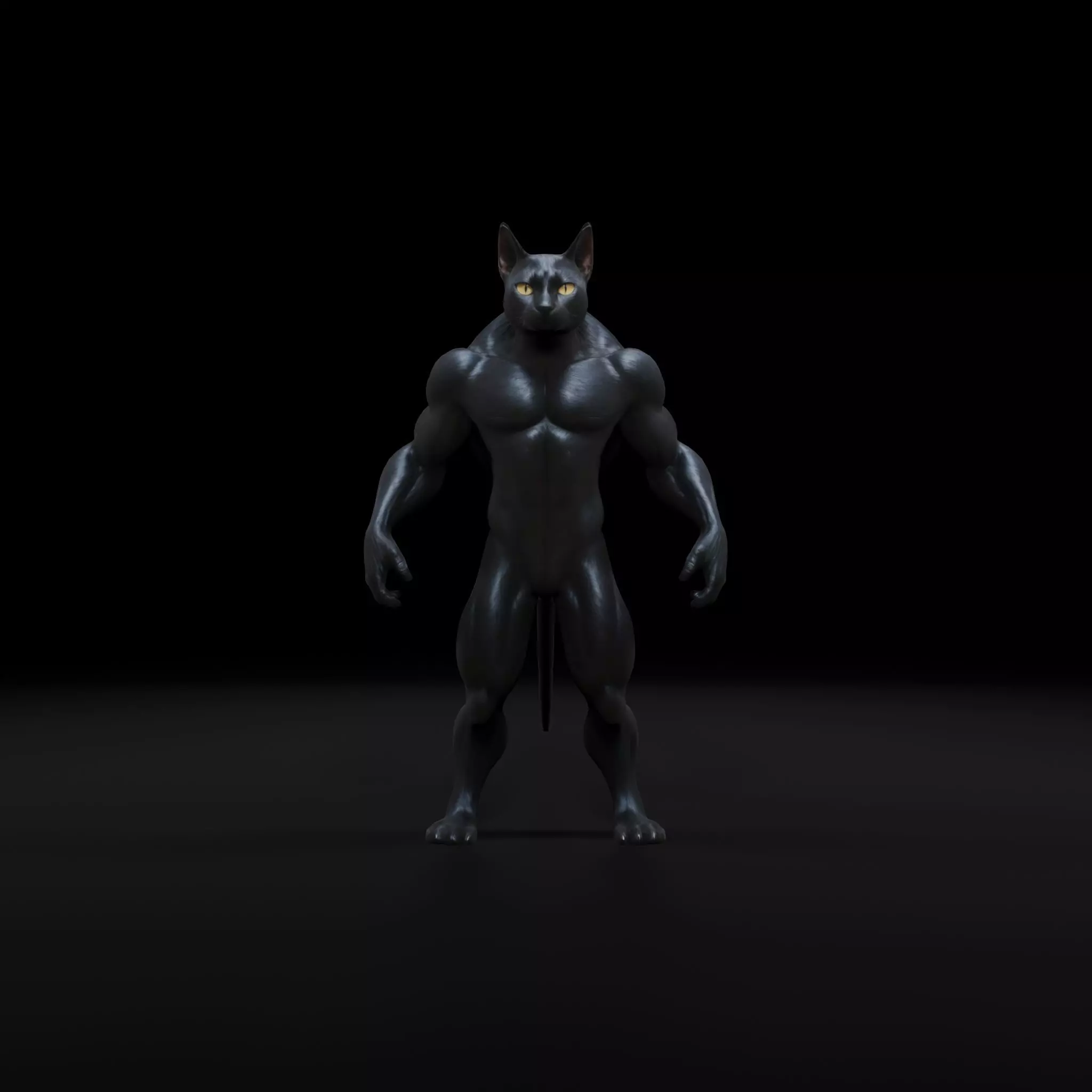 Anthropomorphic Rig-Ready Black Cat - Low Poly Asset Low-poly 3D model