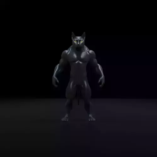 Anthropomorphic Rig-Ready Black Cat - Low Poly Asset Low-poly 3D model