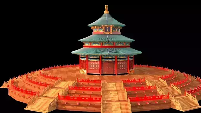 Chinese palace temple of heaven   Low-poly 3D model