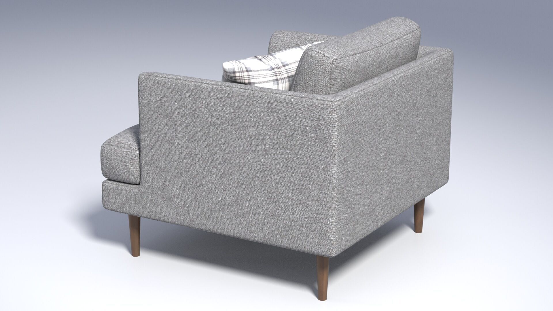 Fabric Chair with Pillow - Grey Fabric - Armchair Seat 3D model_4