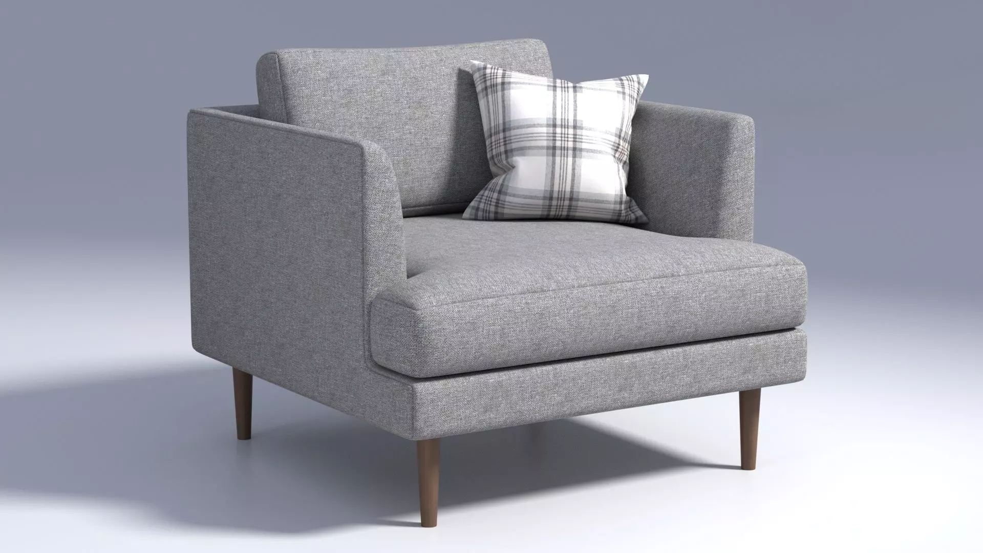 Fabric Chair with Pillow - Grey Fabric - Armchair Seat 3D model_0