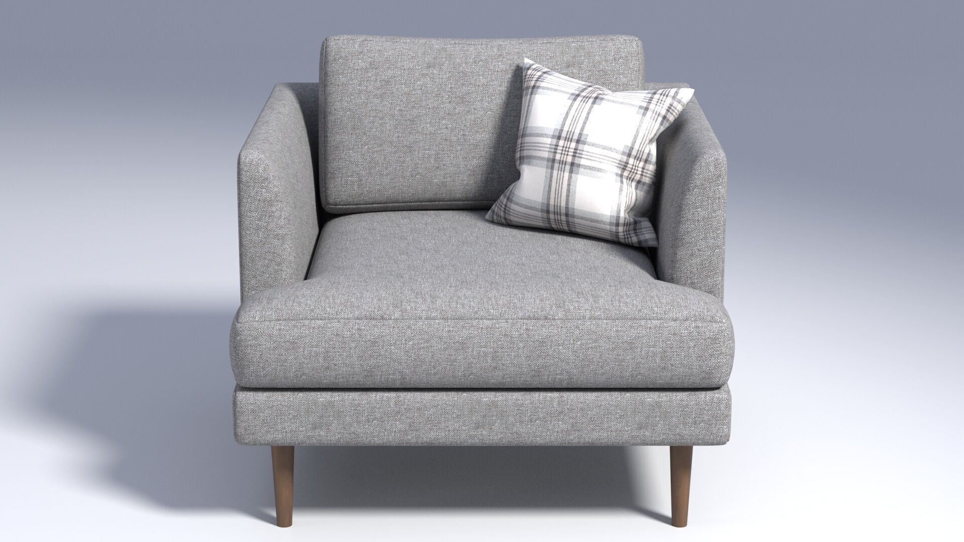 Fabric Chair with Pillow - Grey Fabric - Armchair Seat 3D model_2