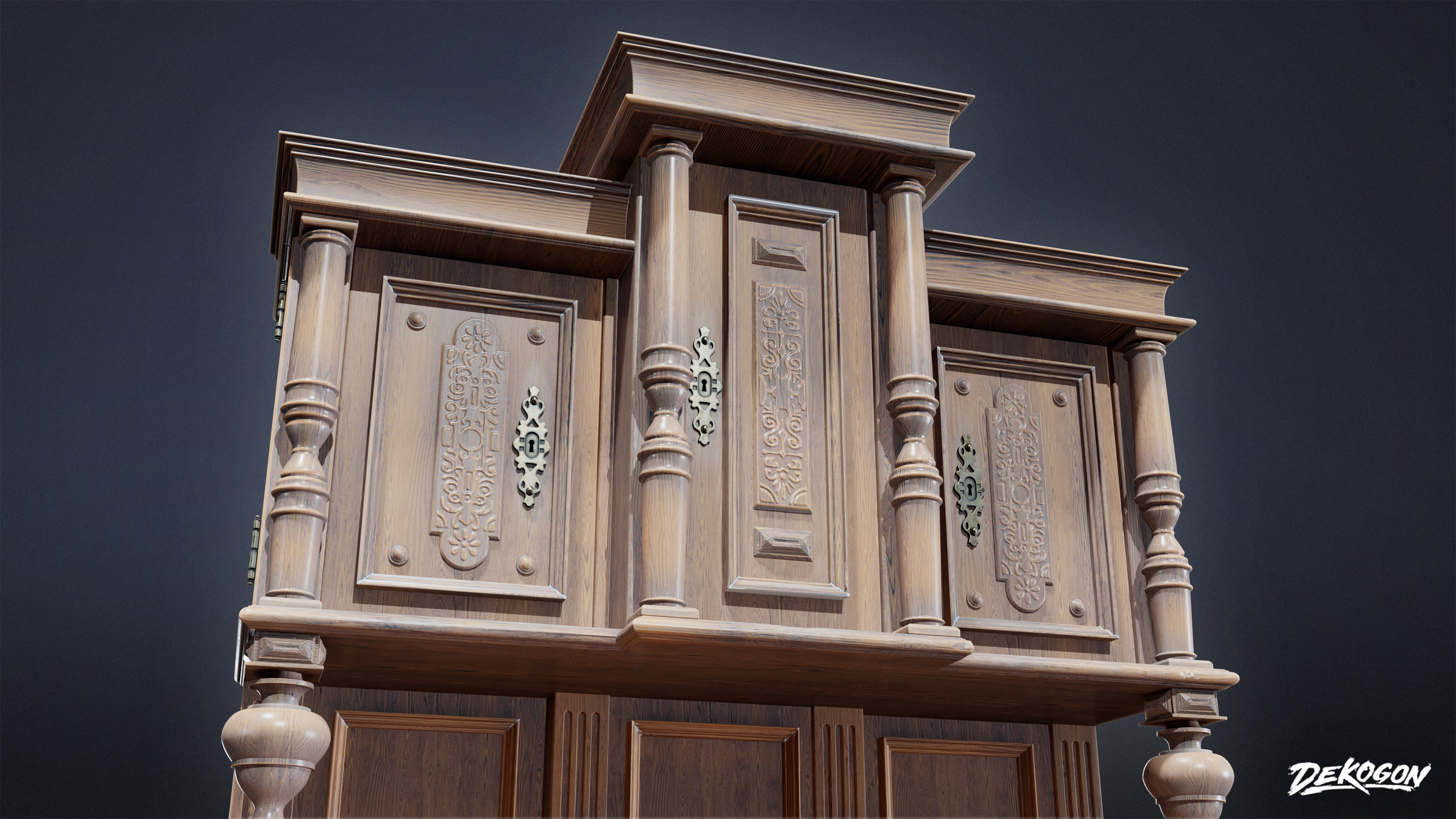 VICTORIAN - Victorian Era Cabinet 06 - LOW POLY AND NANITE Low-poly 3D model_4