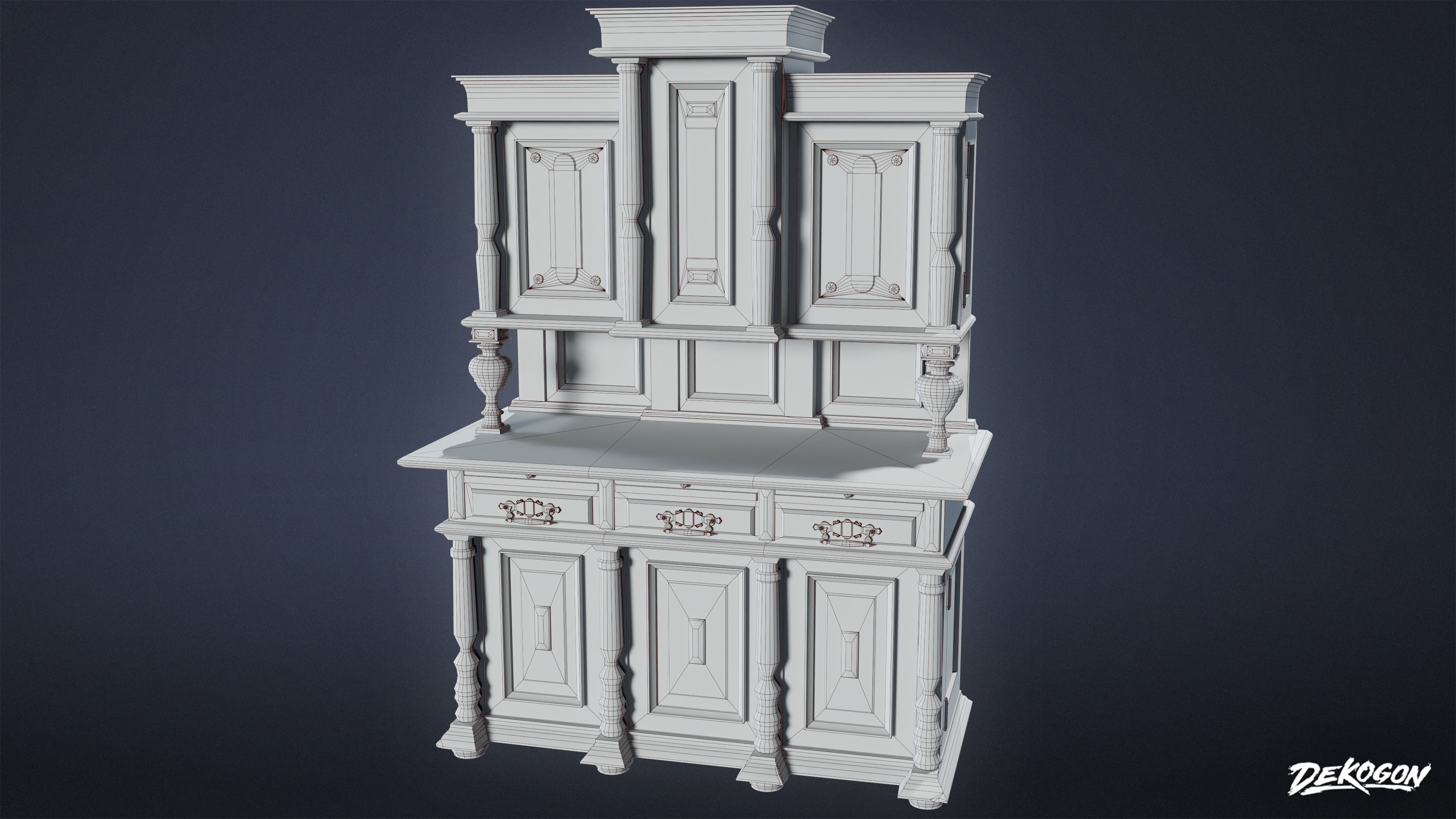 VICTORIAN - Victorian Era Cabinet 06 - LOW POLY AND NANITE Low-poly 3D model_8