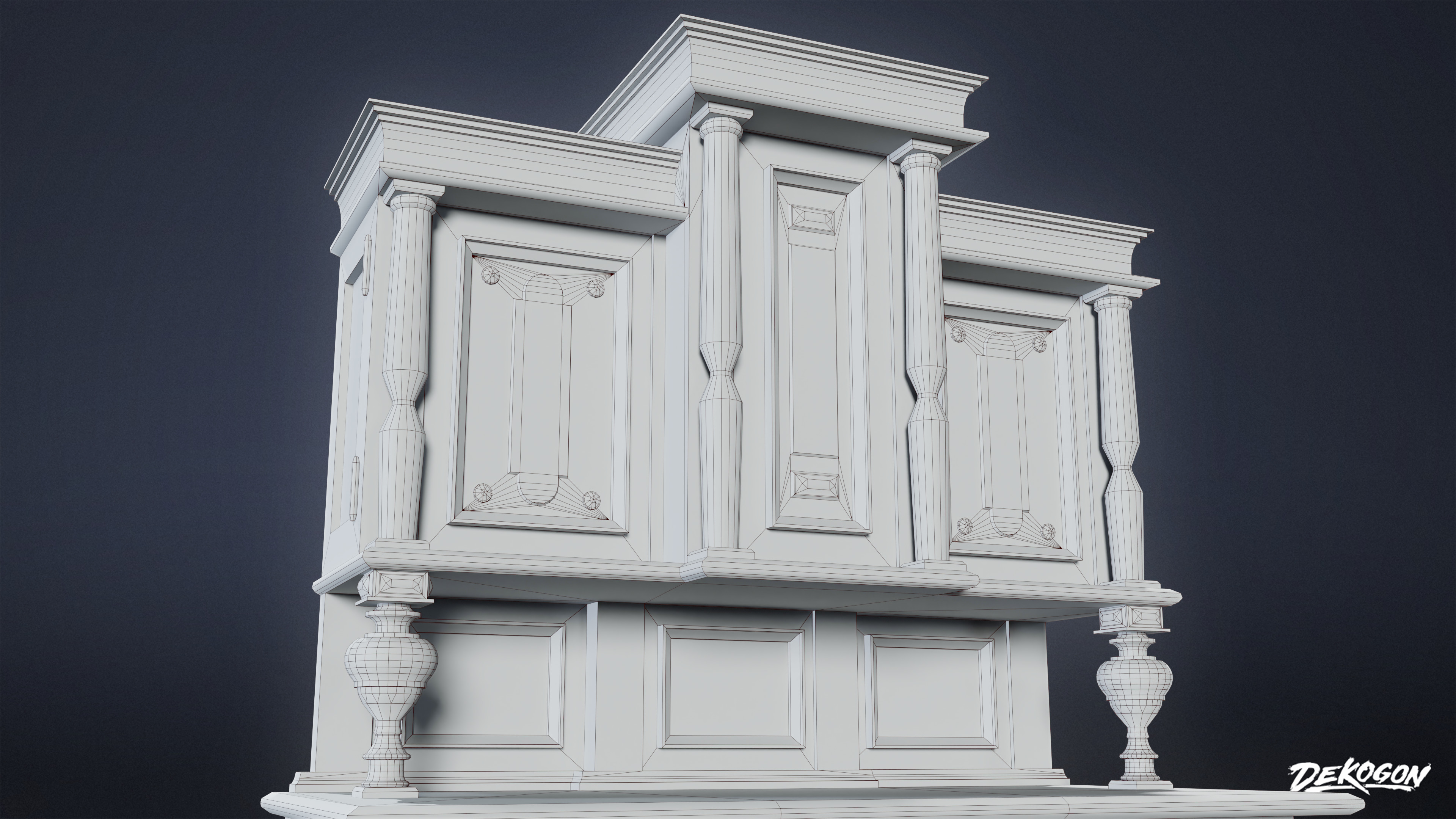 VICTORIAN - Victorian Era Cabinet 06 - LOW POLY AND NANITE Low-poly 3D model_9