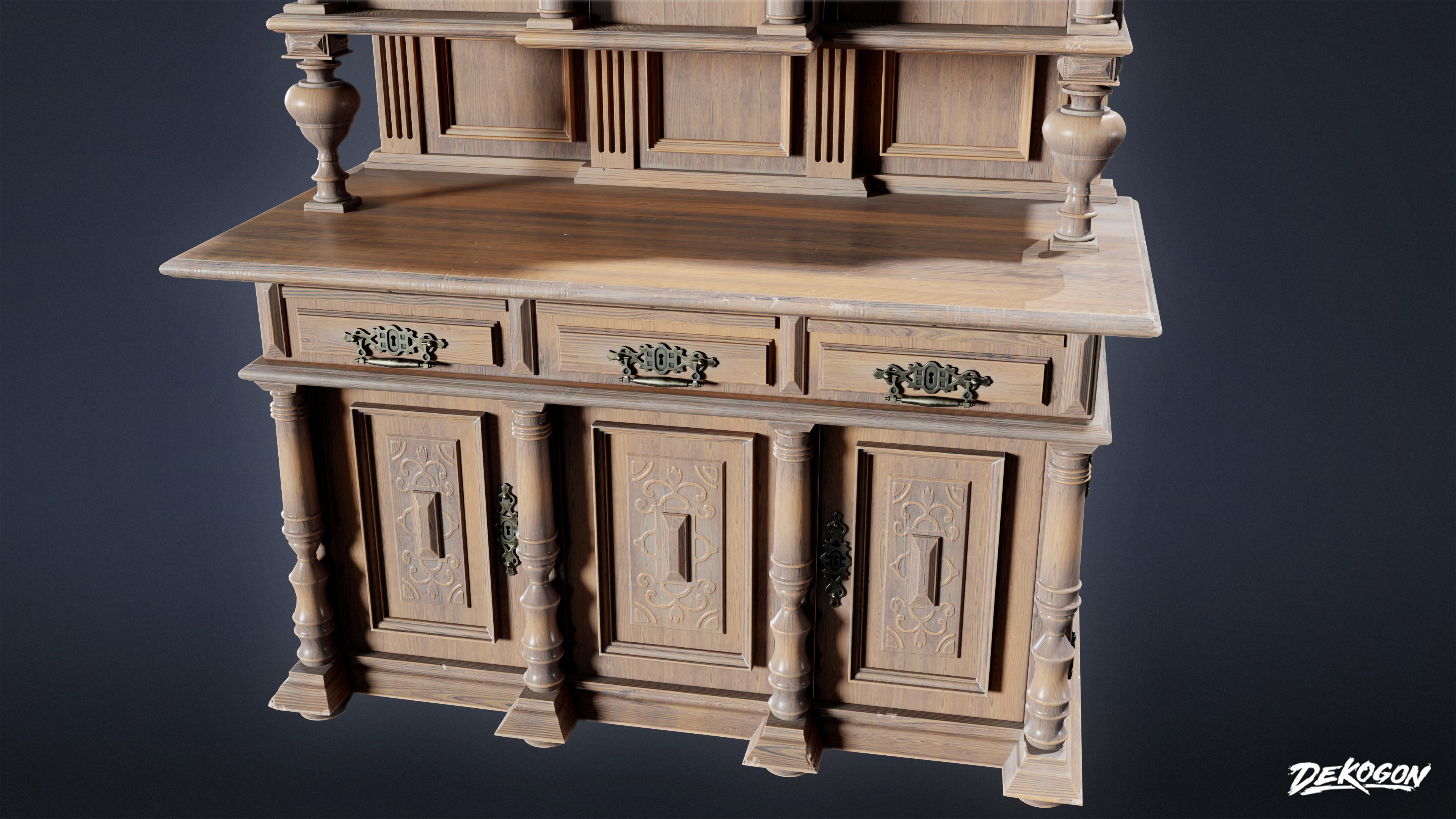 VICTORIAN - Victorian Era Cabinet 06 - LOW POLY AND NANITE Low-poly 3D model_6
