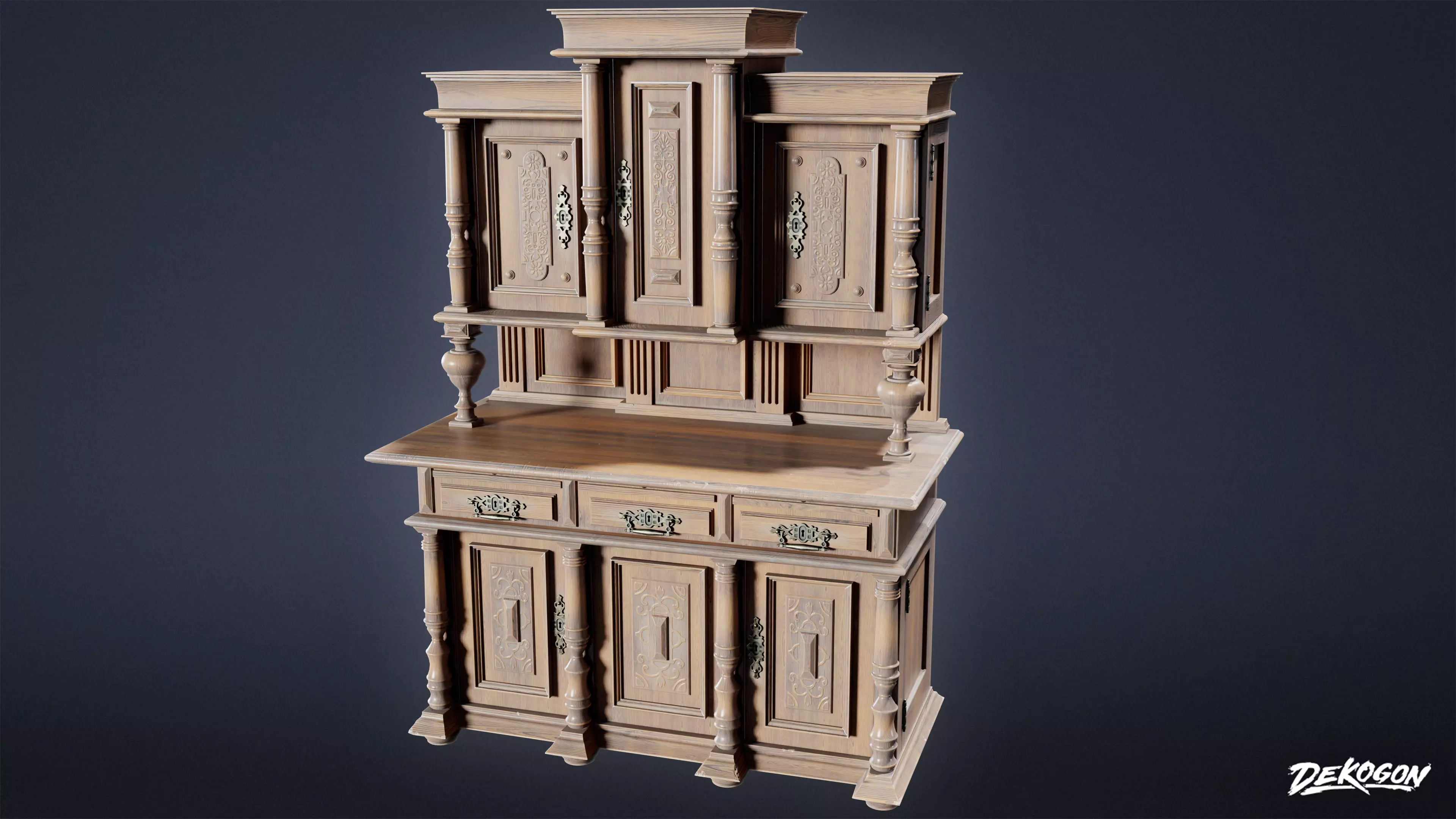 VICTORIAN - Victorian Era Cabinet 06 - LOW POLY AND NANITE Low-poly 3D model_0