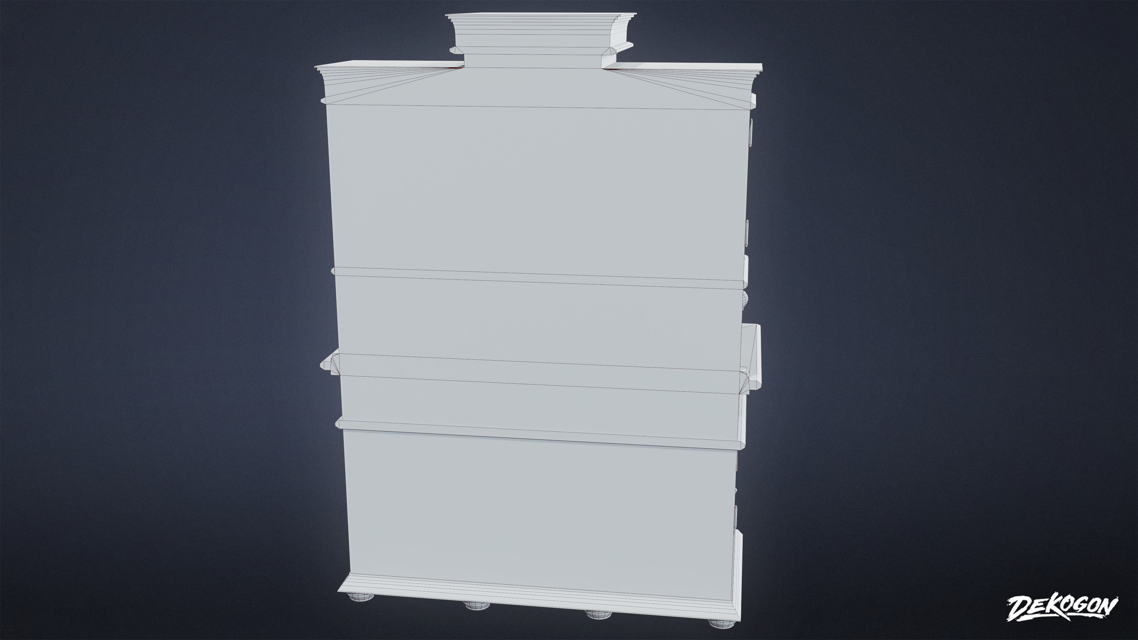 VICTORIAN - Victorian Era Cabinet 06 - LOW POLY AND NANITE Low-poly 3D model_10