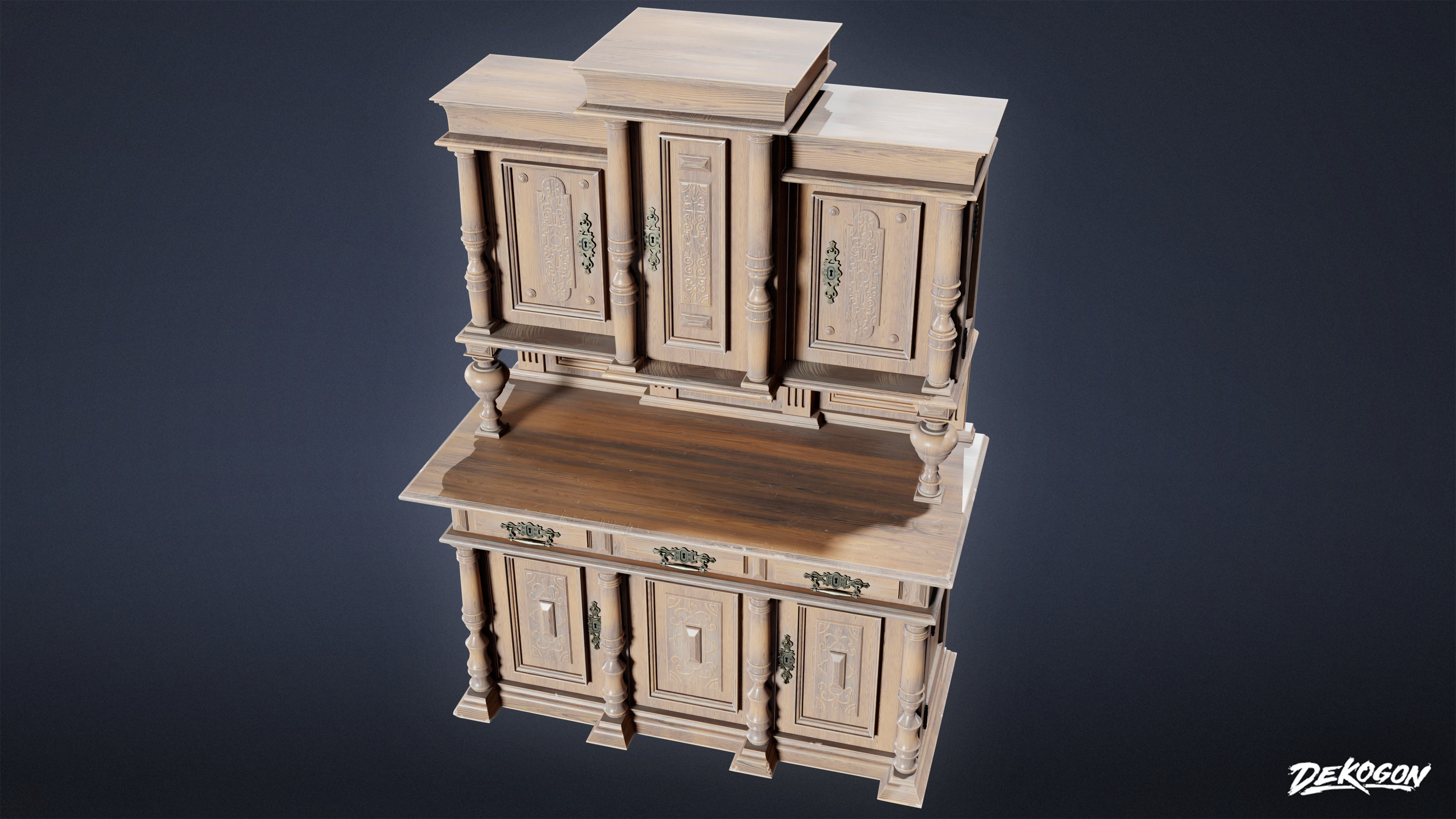 VICTORIAN - Victorian Era Cabinet 06 - LOW POLY AND NANITE Low-poly 3D model_7