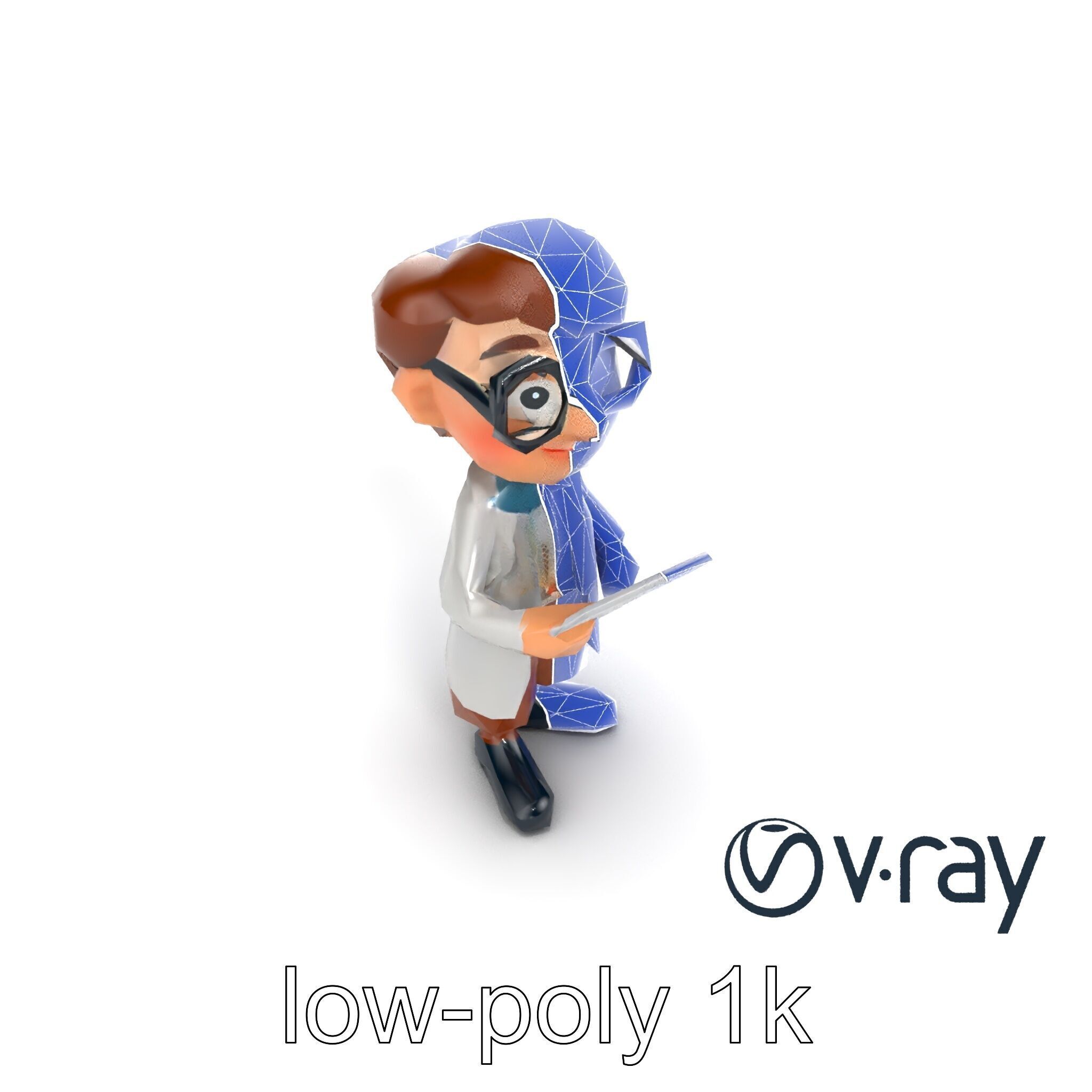 Cartoon Librarian Character Figure model pack Low-poly 3D model_17