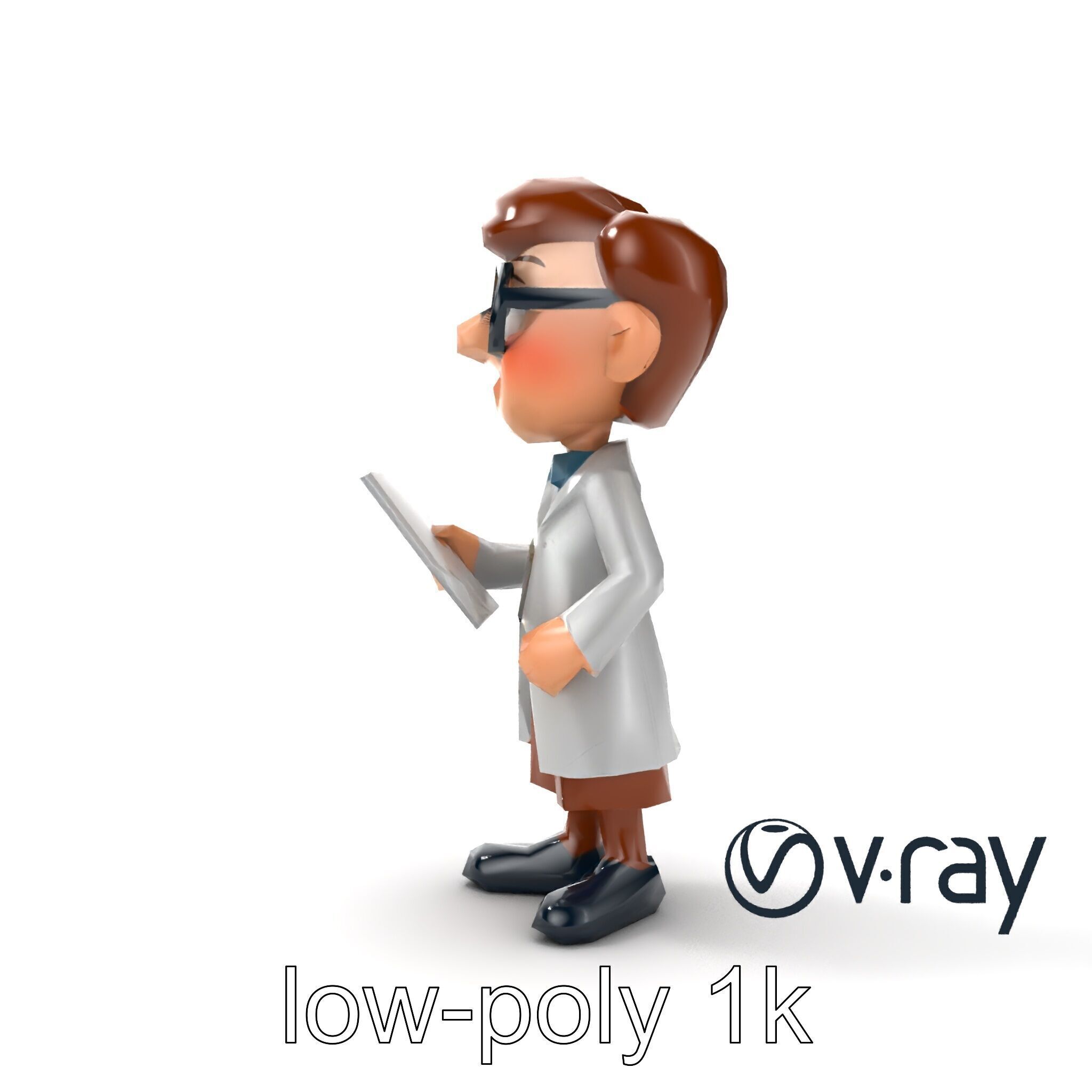 Cartoon Librarian Character Figure model pack Low-poly 3D model_28