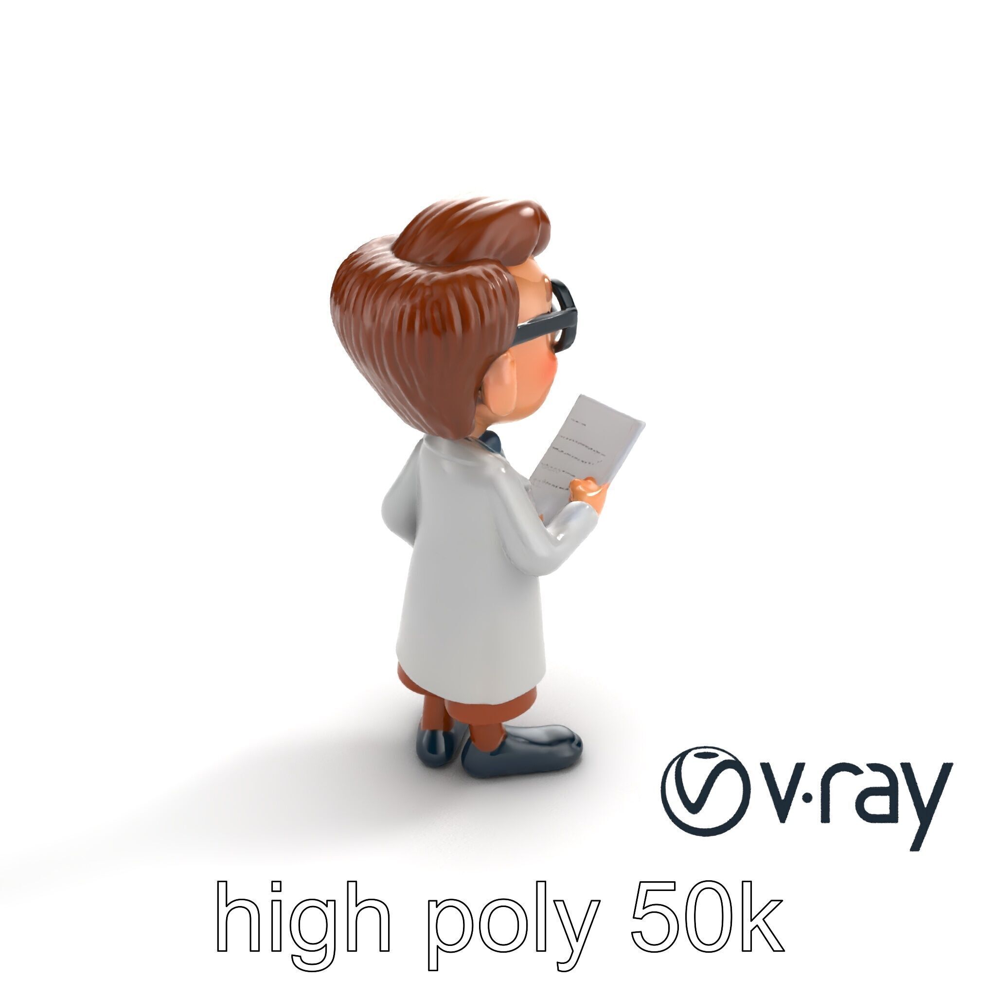 Cartoon Librarian Character Figure model pack Low-poly 3D model_11