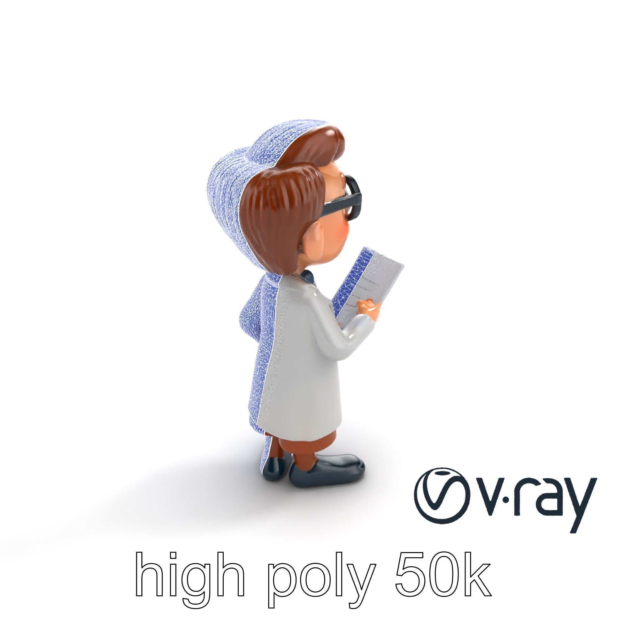 Cartoon Librarian Character Figure model pack Low-poly 3D model_29