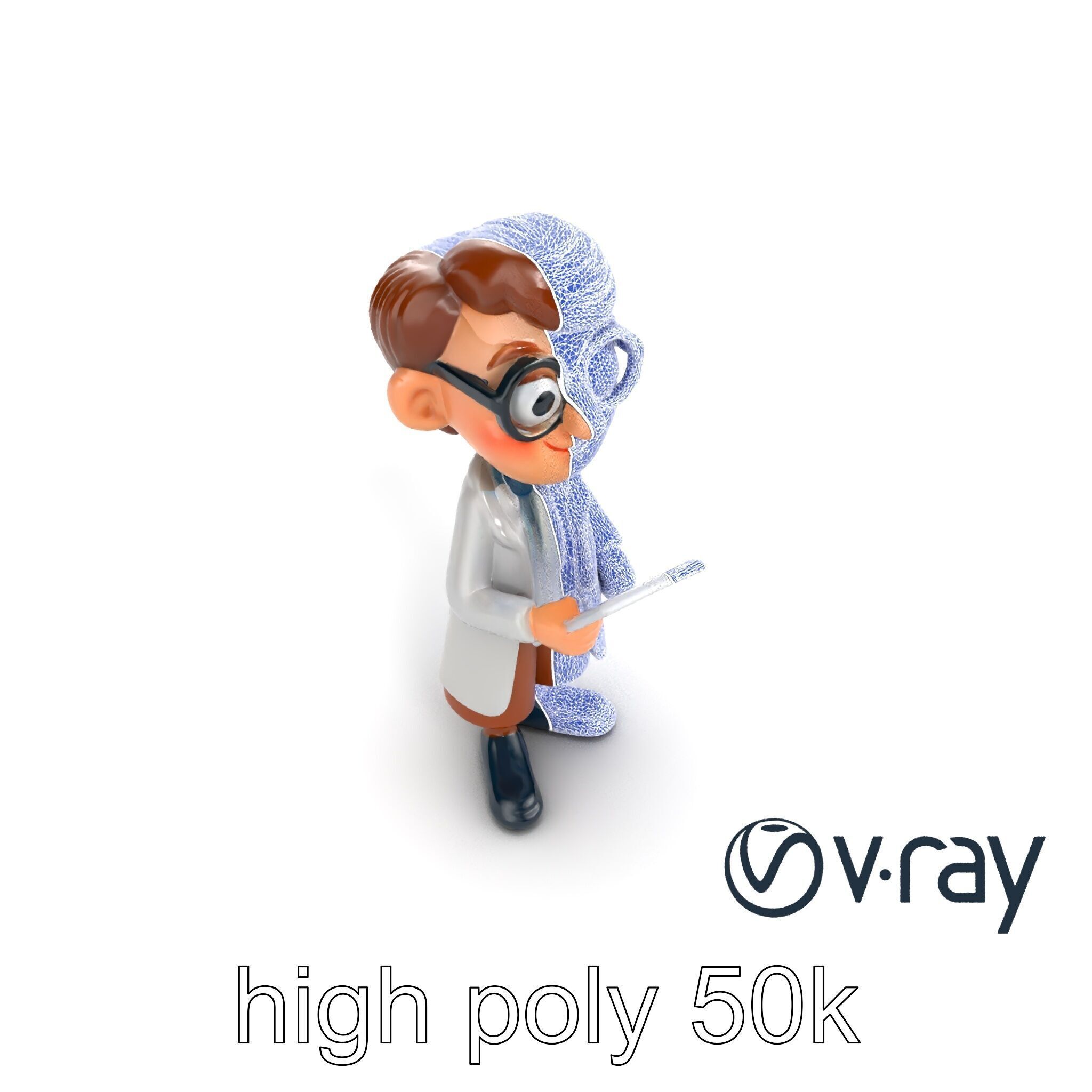 Cartoon Librarian Character Figure model pack Low-poly 3D model_16