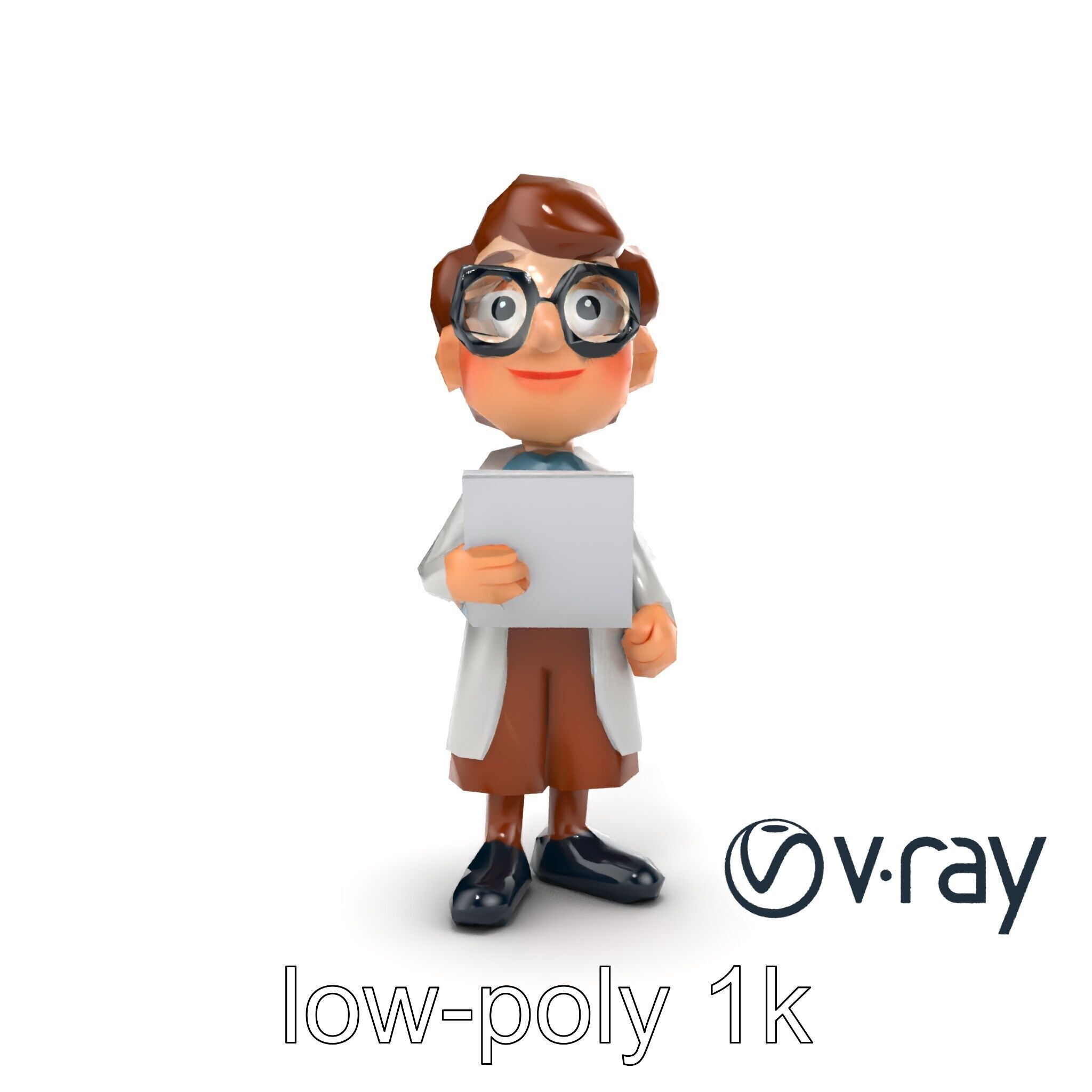 Cartoon Librarian Character Figure model pack Low-poly 3D model_27