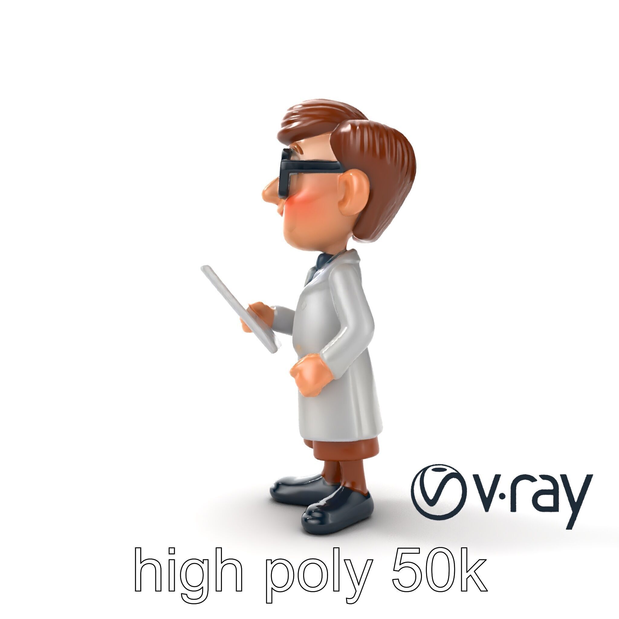 Cartoon Librarian Character Figure model pack Low-poly 3D model_32