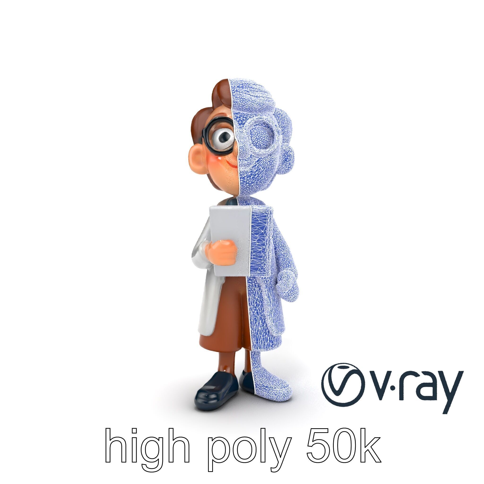 Cartoon Librarian Character Figure model pack Low-poly 3D model_23