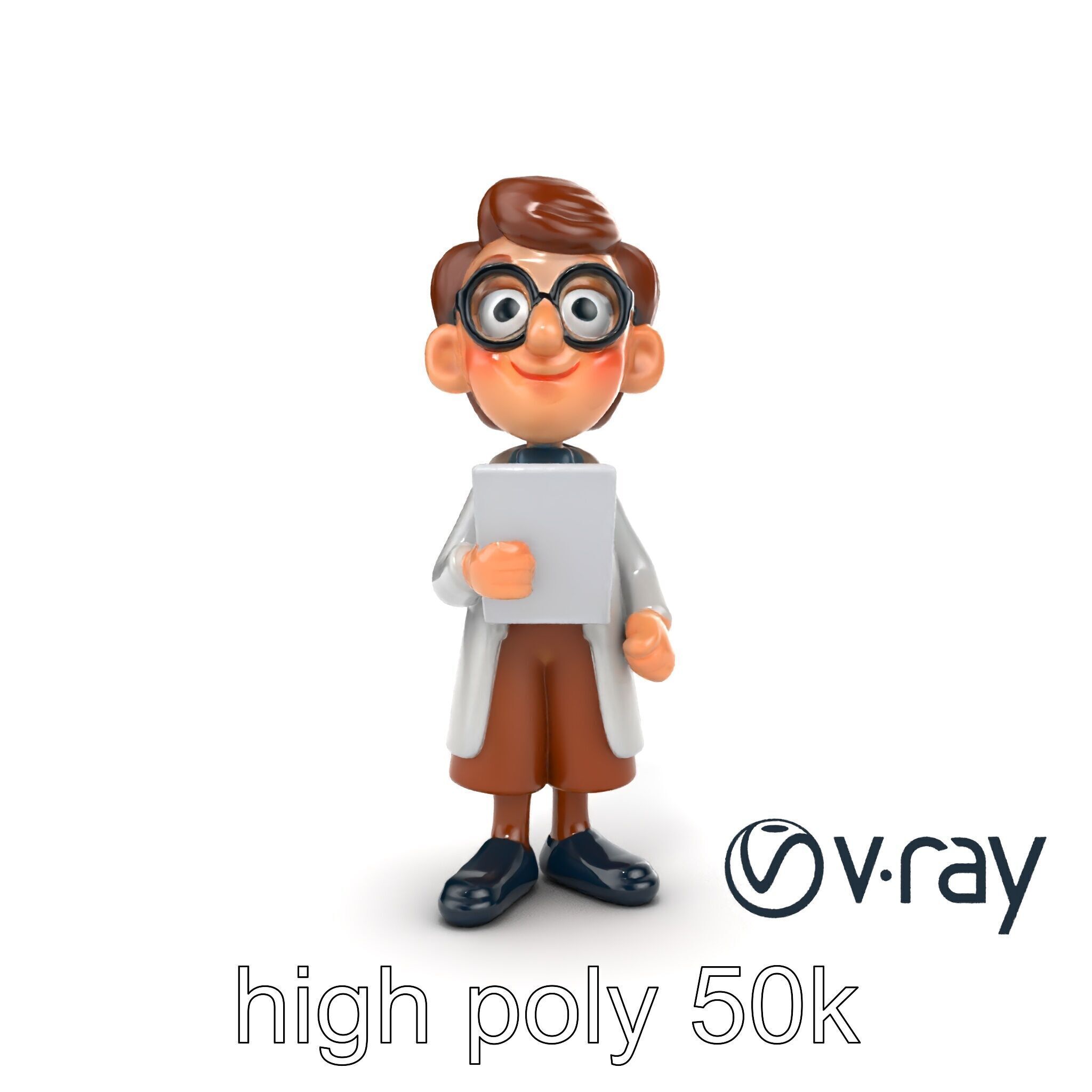 Cartoon Librarian Character Figure model pack Low-poly 3D model_22
