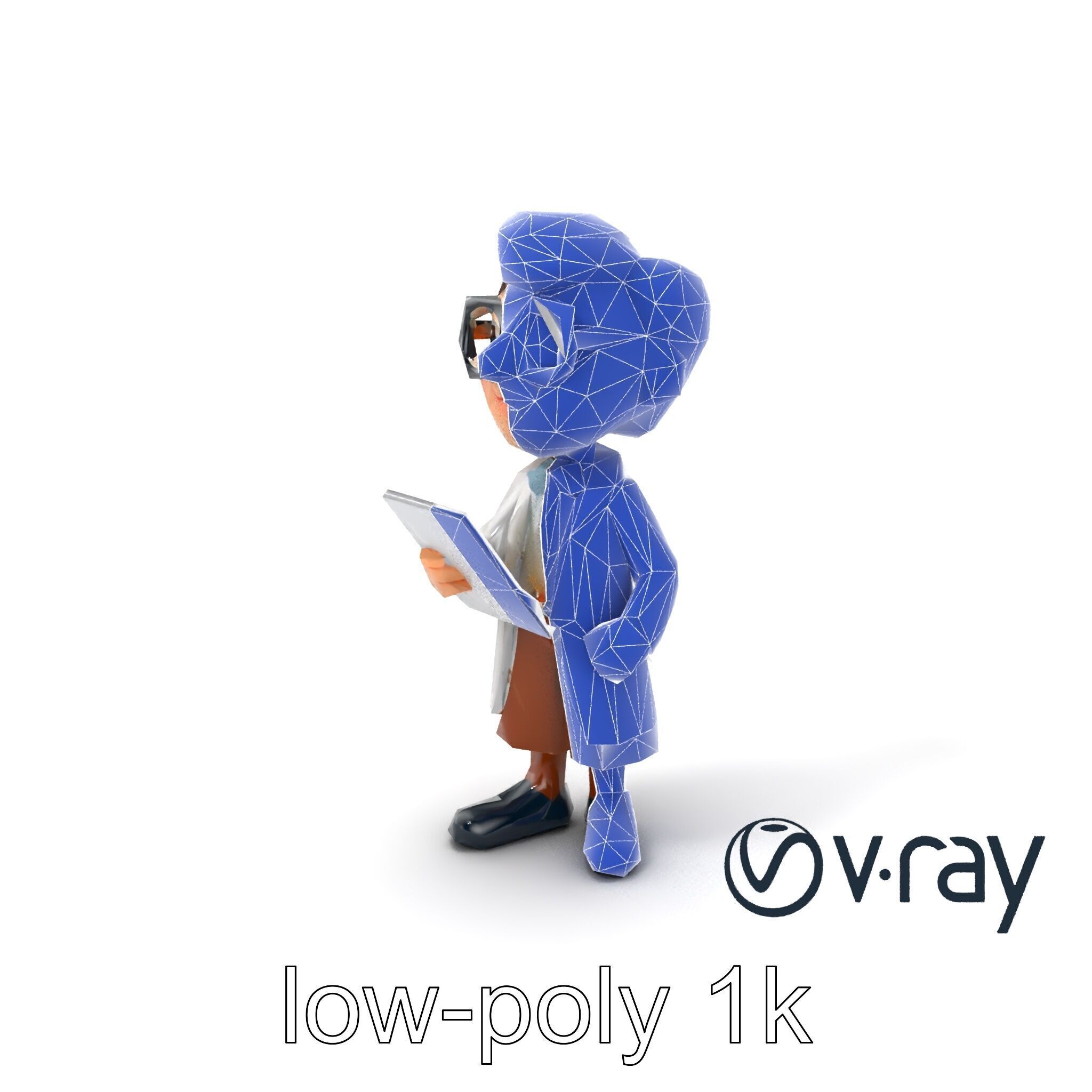 Cartoon Librarian Character Figure model pack Low-poly 3D model_36