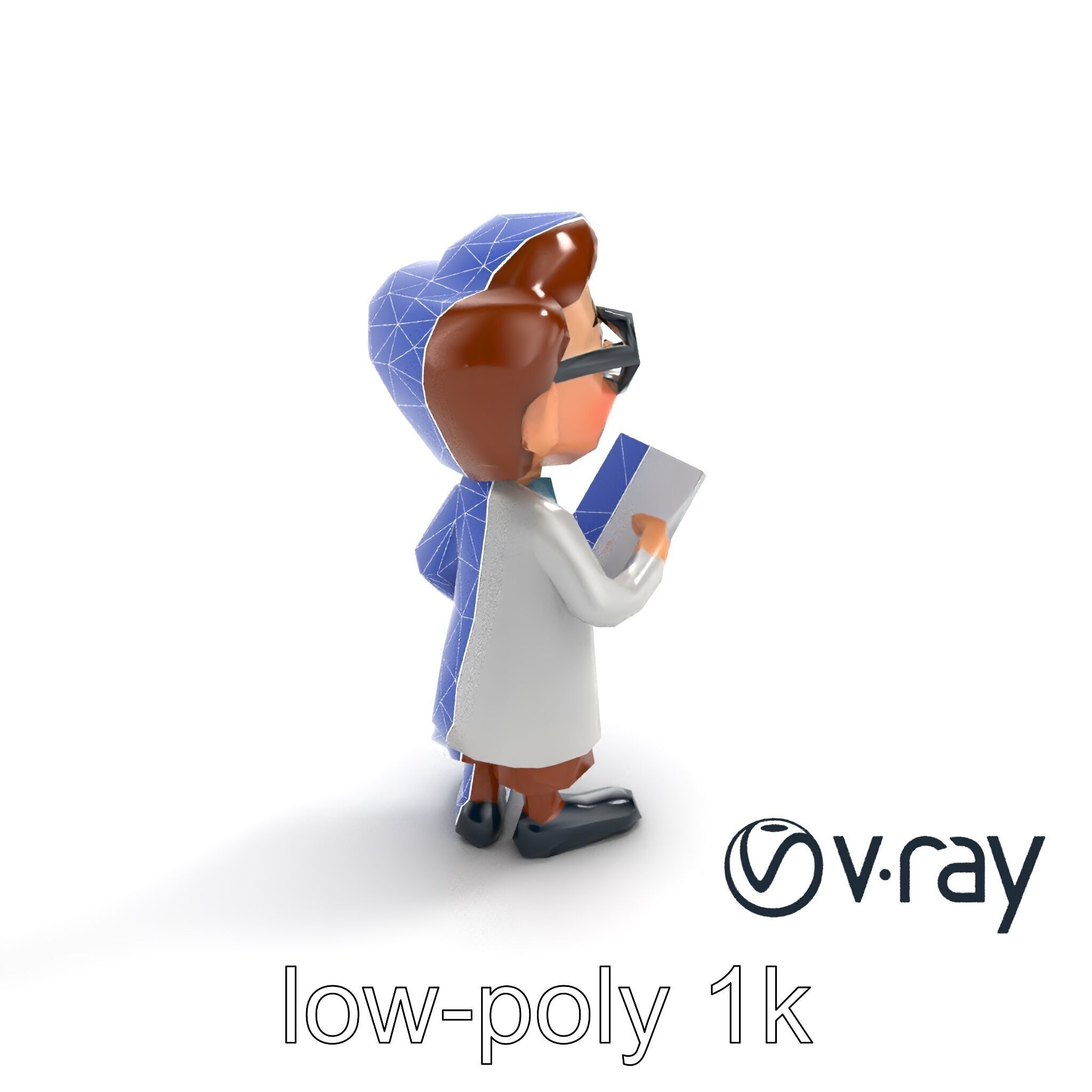 Cartoon Librarian Character Figure model pack Low-poly 3D model_30