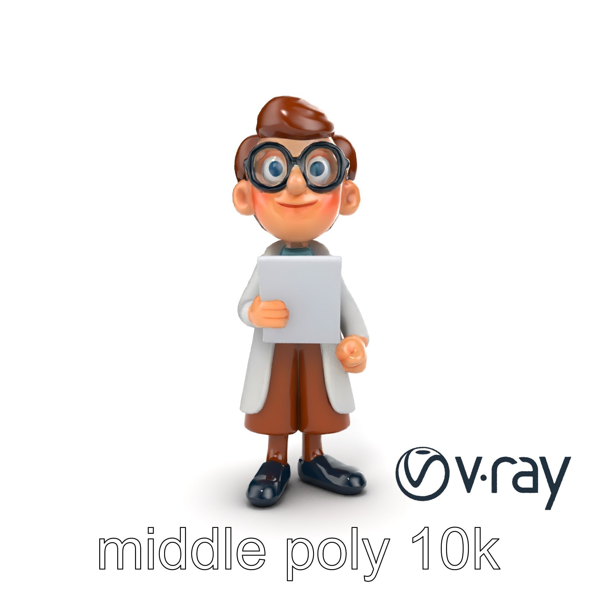 Cartoon Librarian Character Figure model pack Low-poly 3D model_21