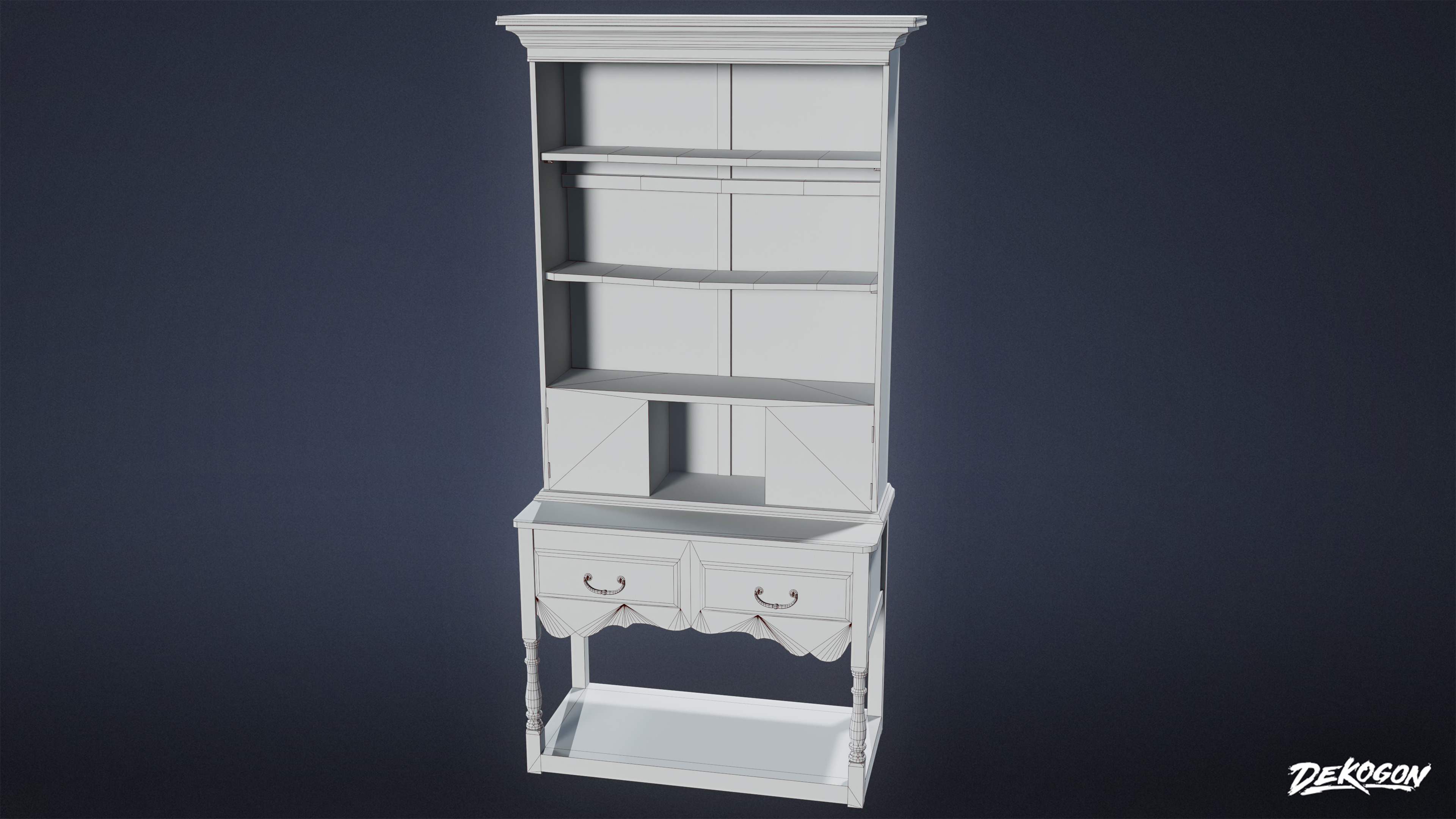 VICTORIAN - Victorian Shelf 01 - LOW POLY AND NANITE Low-poly 3D model_9