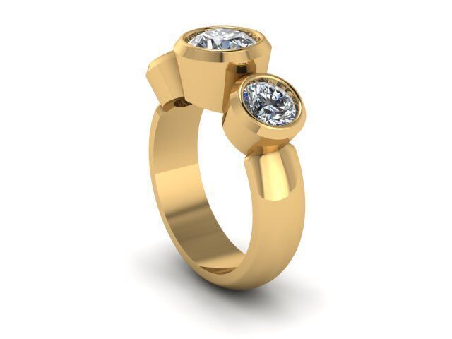 3stone ring 3D model_2