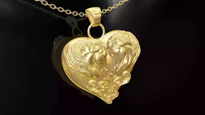 Horse Head On Heart pendant jewelry gold