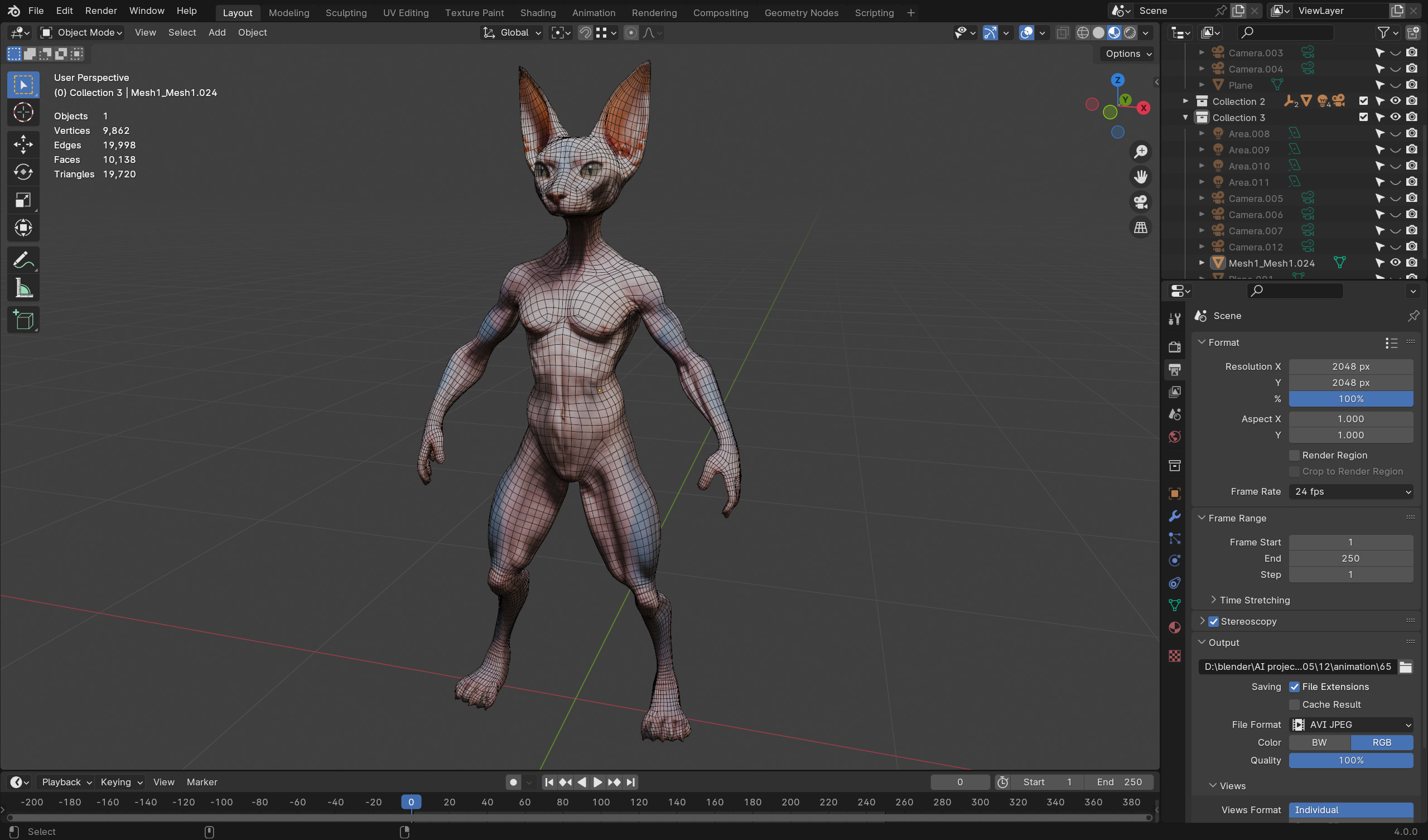 Anthropomorphic Rig-Ready Sphynx Cat - Low Poly Asset Low-poly 3D model_5