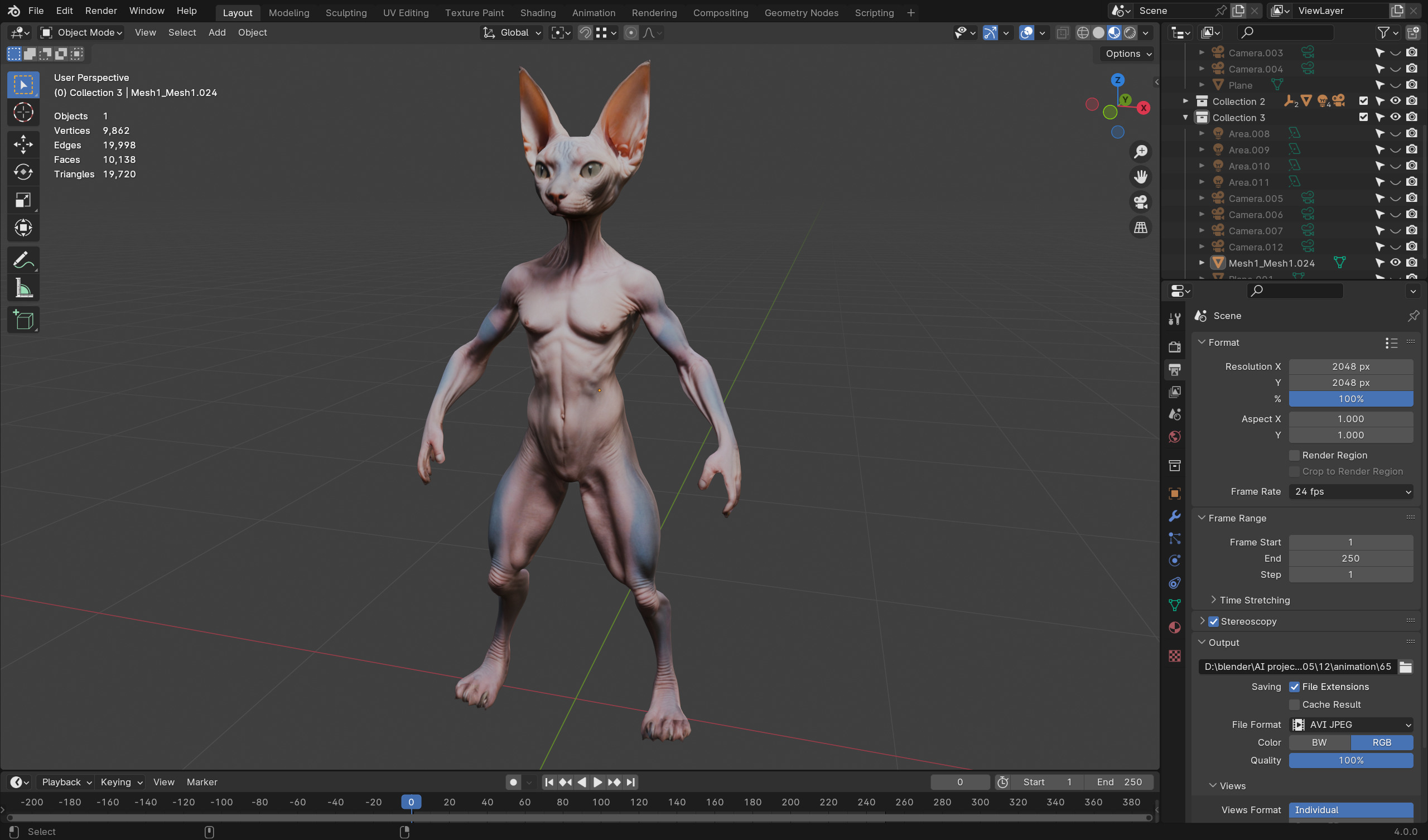 Anthropomorphic Rig-Ready Sphynx Cat - Low Poly Asset Low-poly 3D model_4