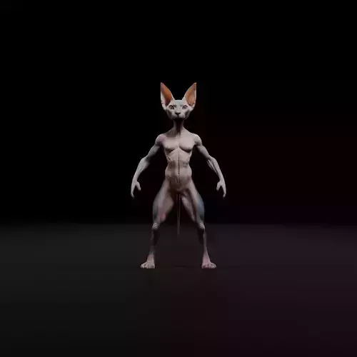 Anthropomorphic Rig-Ready Sphynx Cat - Low Poly Asset Low-poly 3D model Anthropomorphic Rig-Ready Sphynx Cat - Low Poly Asset Low-poly 3D model