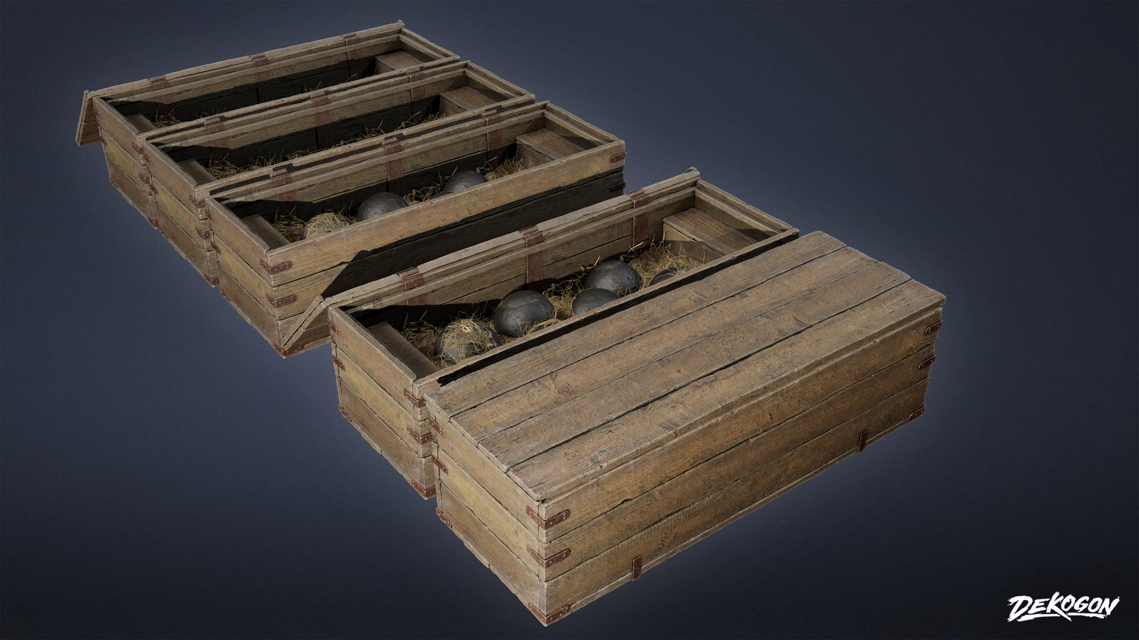 PIRATES - Cannon Ball Box 01 - LOW POLY AND NANITE Low-poly 3D model_9