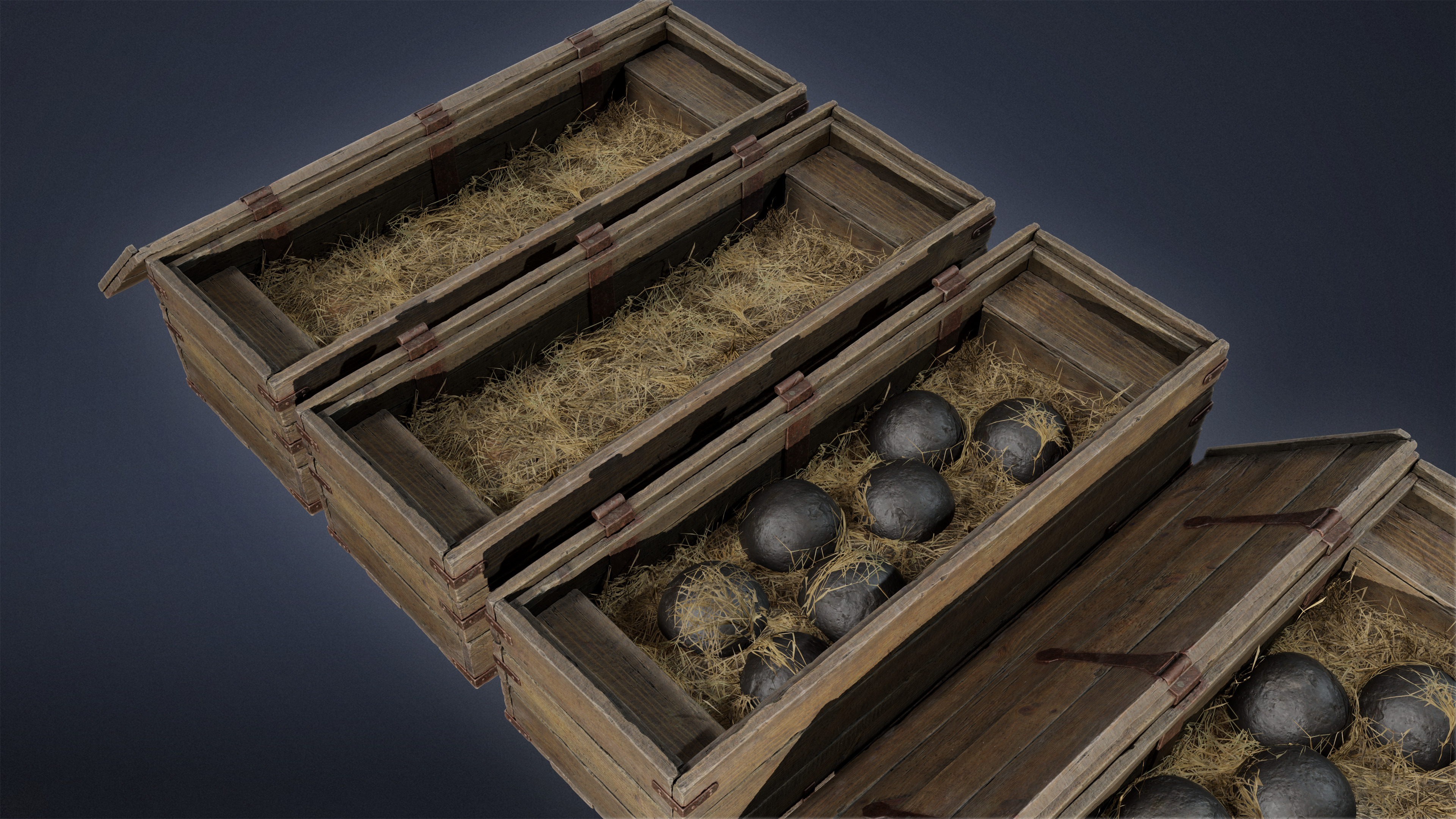 PIRATES - Cannon Ball Box 01 - LOW POLY AND NANITE Low-poly 3D model_10