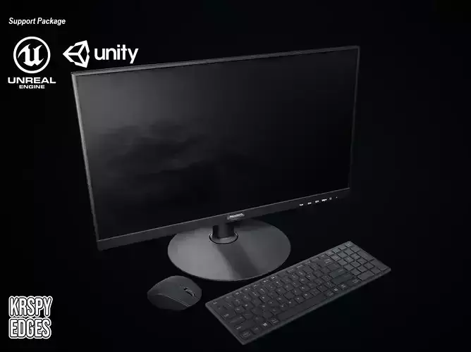 Computer Monitor Set Game Ready Assets Low-poly 3D model