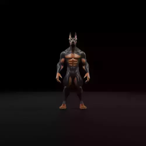 Anthropomorphic Rig-Ready Doberman - Low Poly Asset Low-poly 3D model