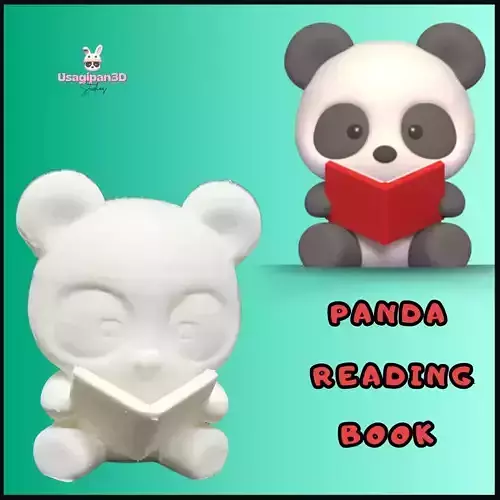 Panda Reading a Book 3D print model