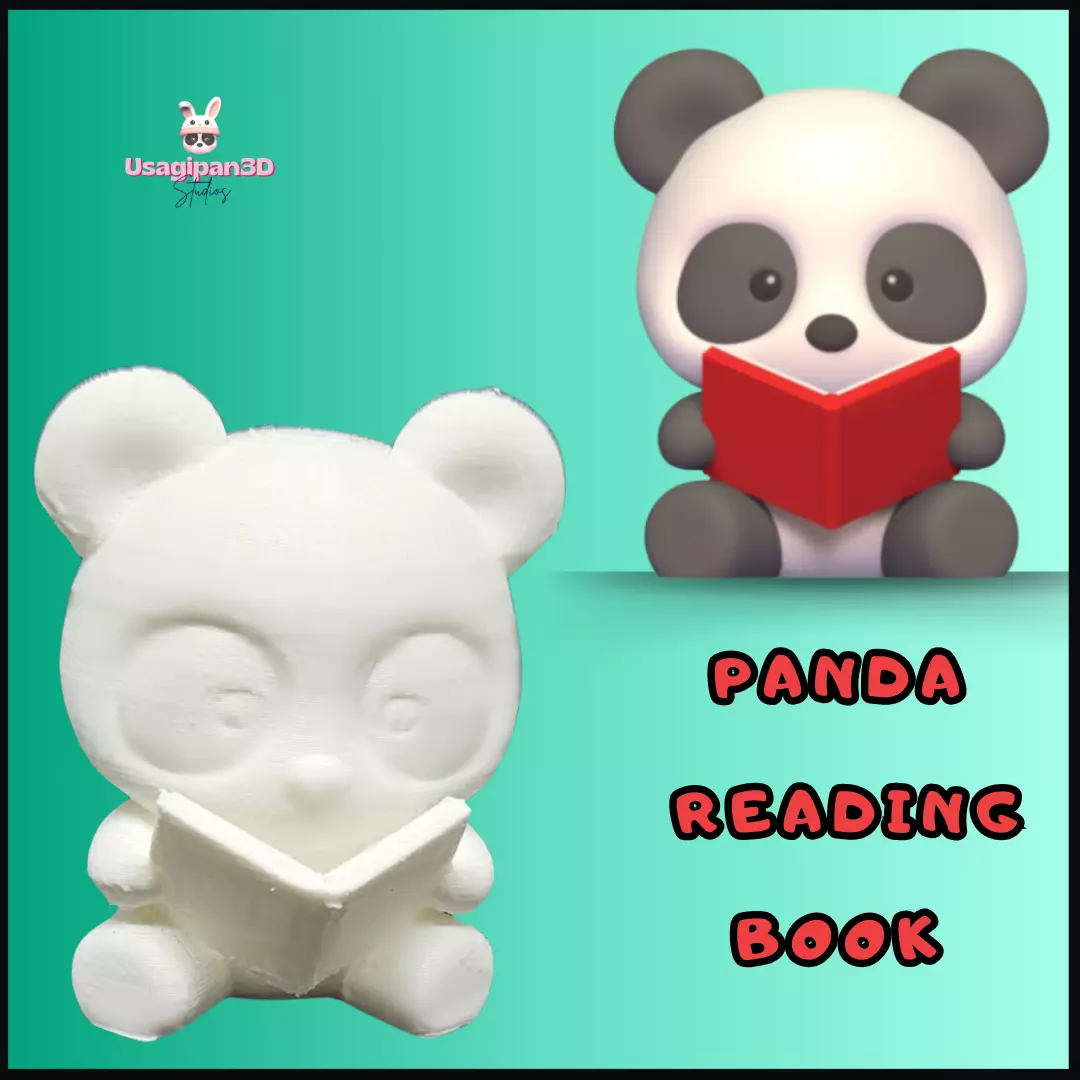 Panda Reading a Book 3D print model_0