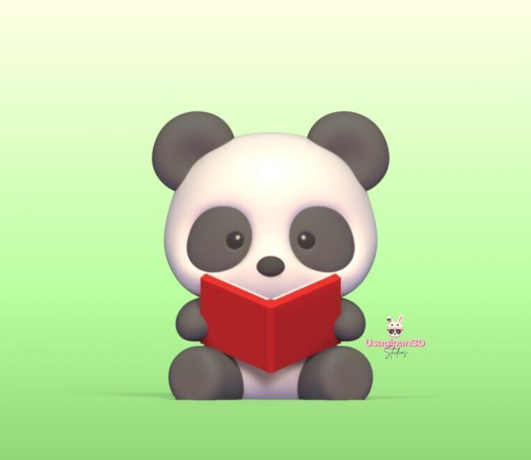 Panda Reading a Book 3D print model_1