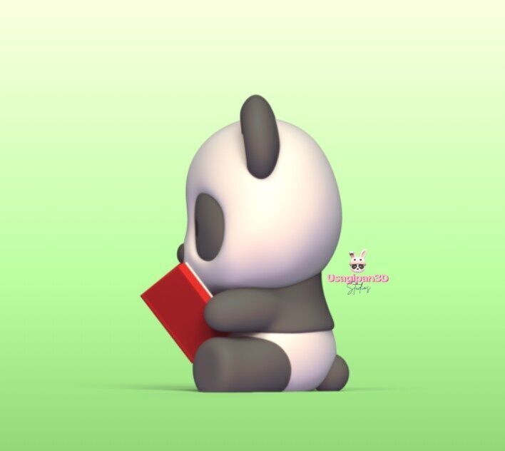 Panda Reading a Book 3D print model_3