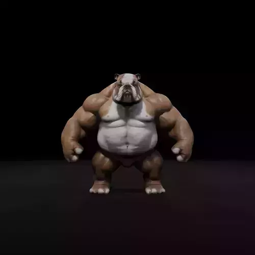 Anthropomorphic Rig-Ready Bulldog - Low Poly Asset Low-poly 3D model